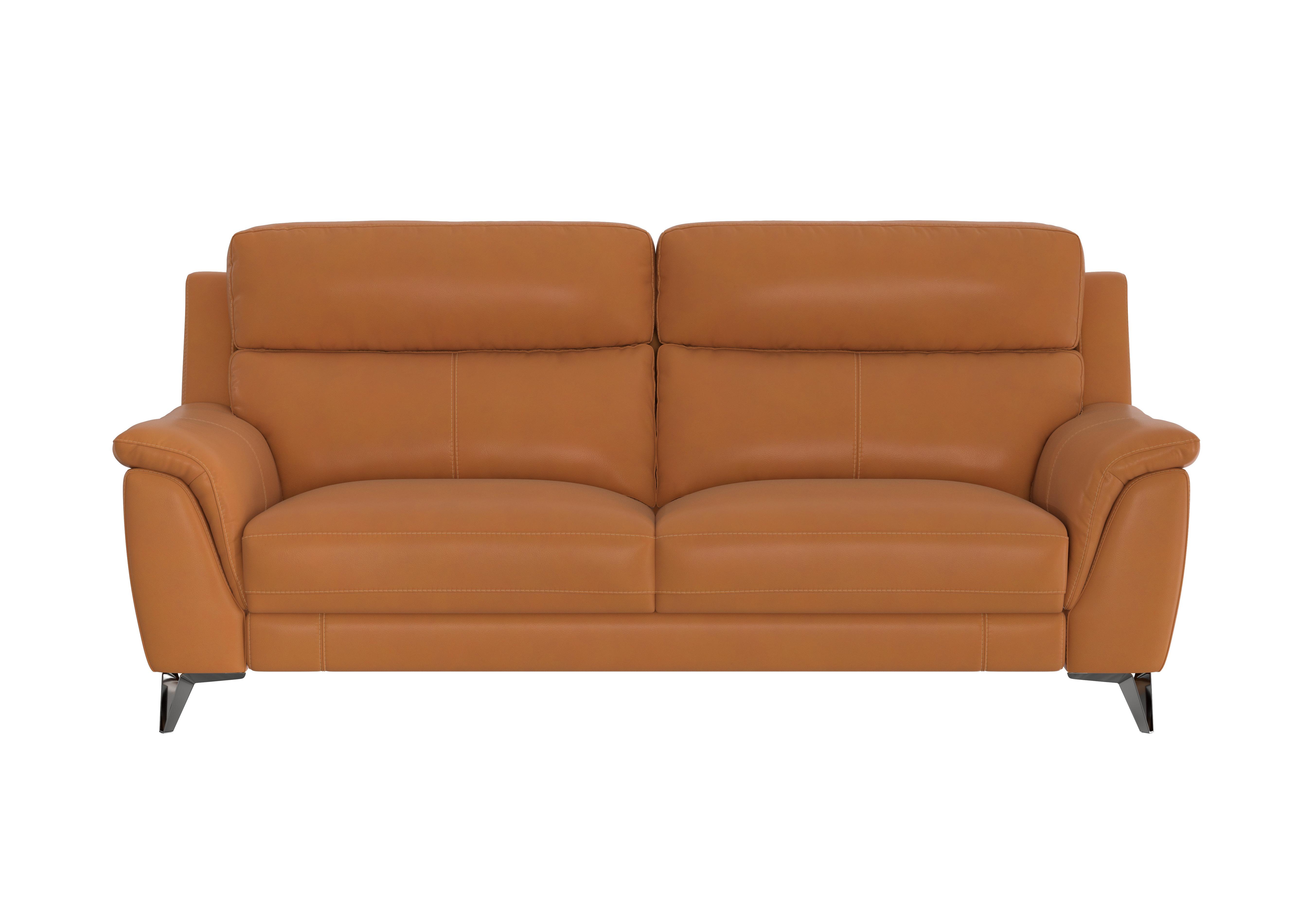 Contempo 3 Seater Leather Sofa in Bv-335e Honey Yellow on Furniture Village