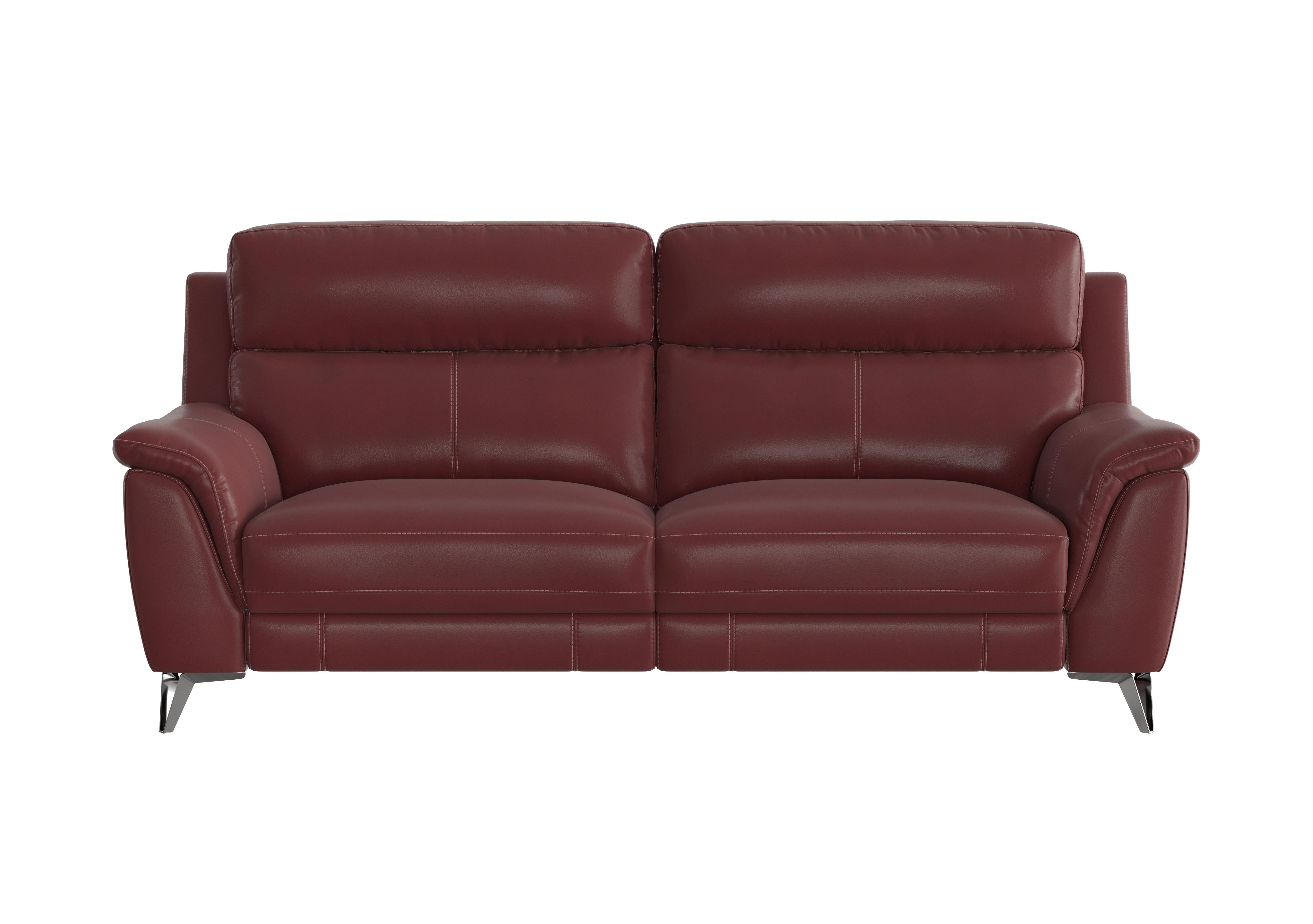 Contempo 3 Seater Leather Sofa in Nc-035c Deep Red on Furniture Village