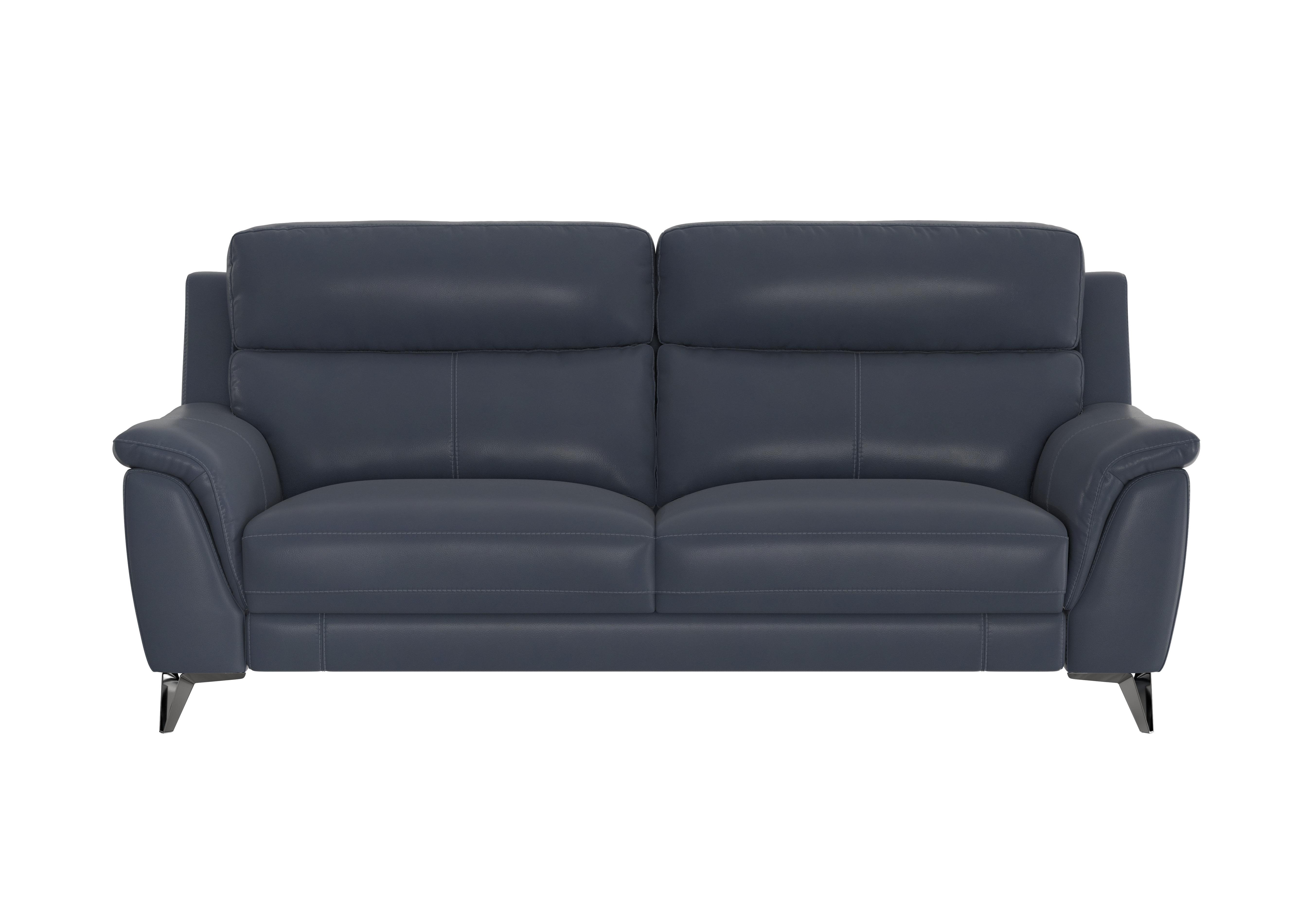 Contempo 3 Seater Leather Sofa in Nc-313e Ocean Blue on Furniture Village
