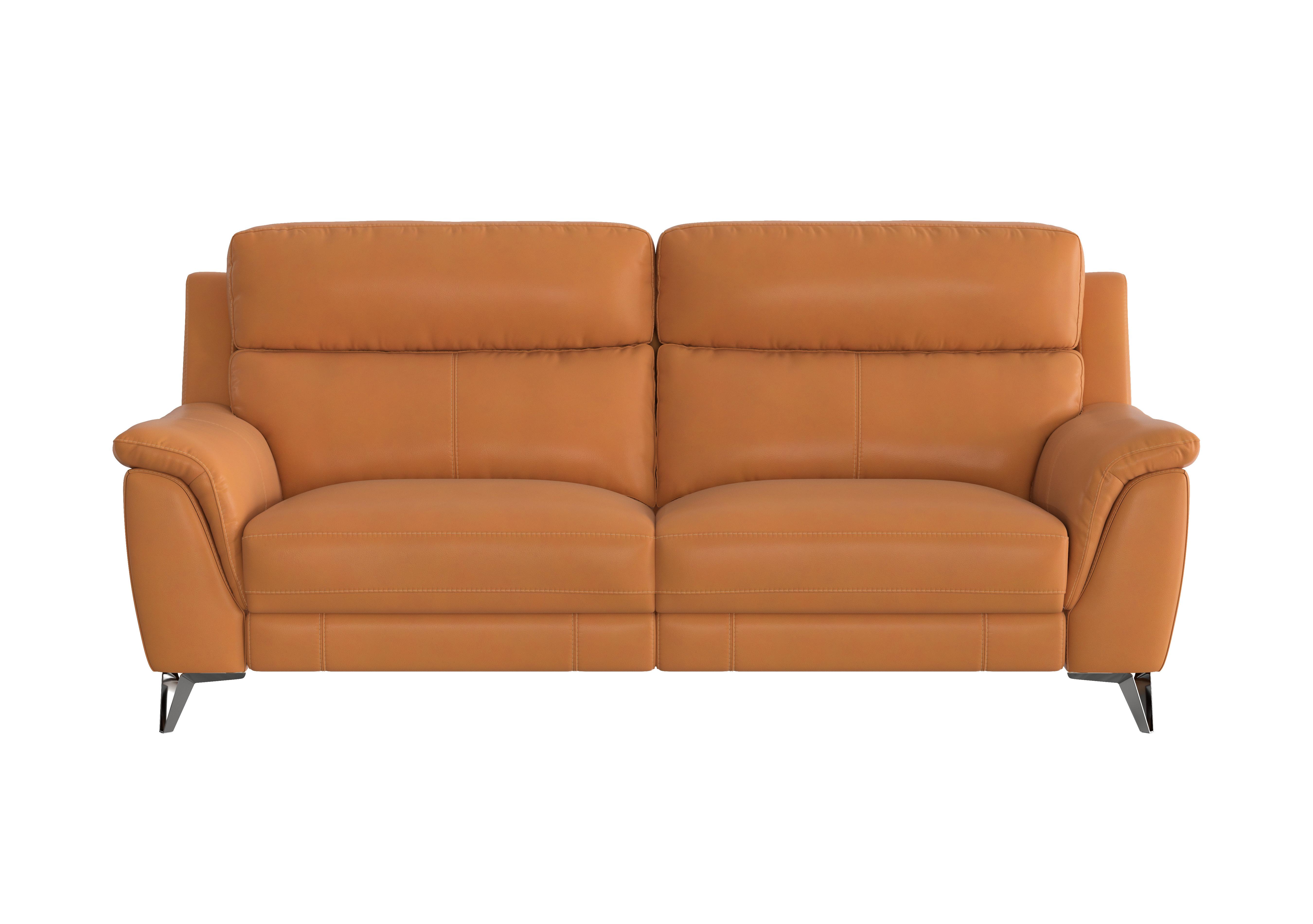 Contempo 3 Seater Leather Sofa in Nc-335e Honey Yellow on Furniture Village