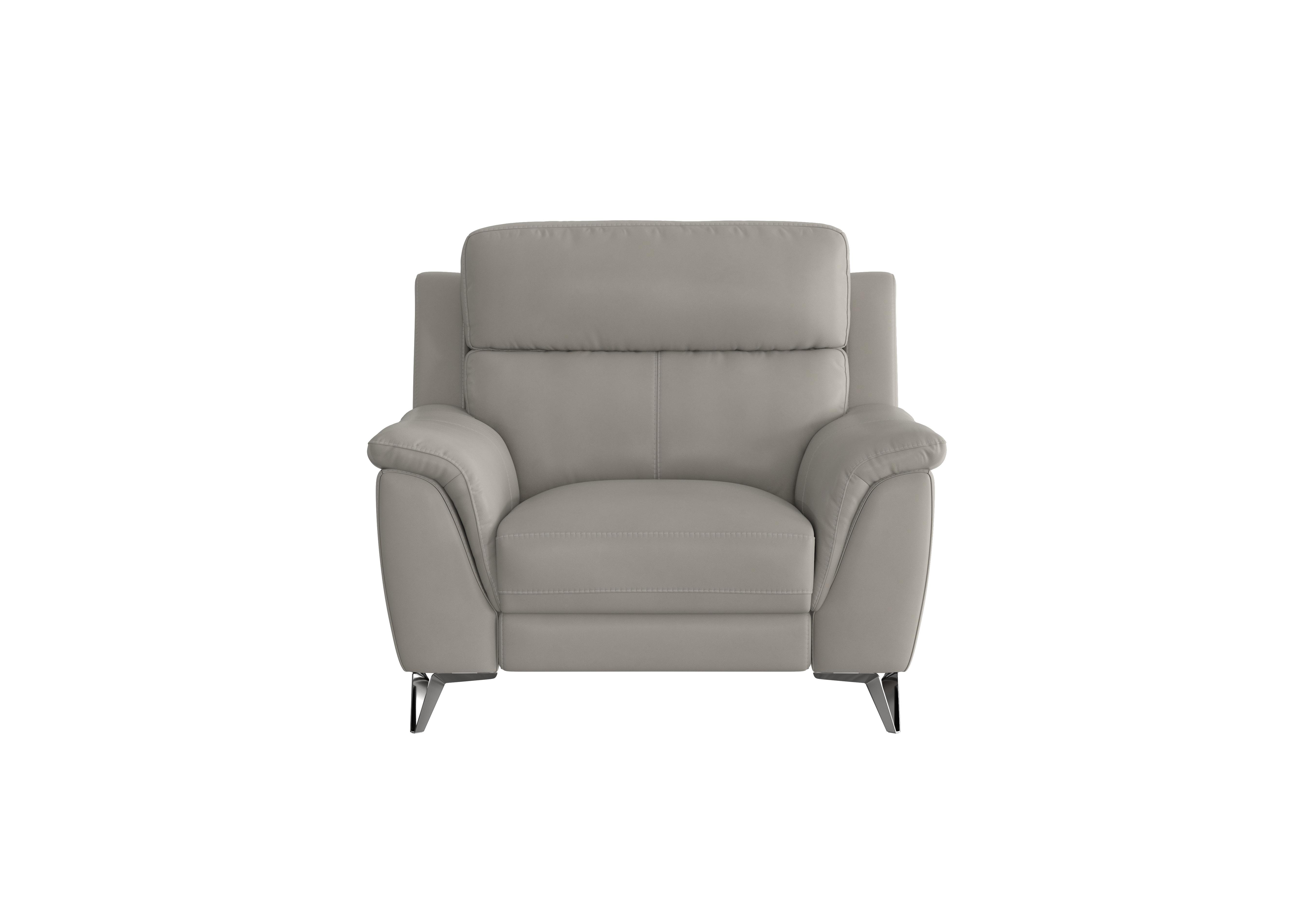 Contempo Leather Armchair in Bv-946b Silver Grey on Furniture Village