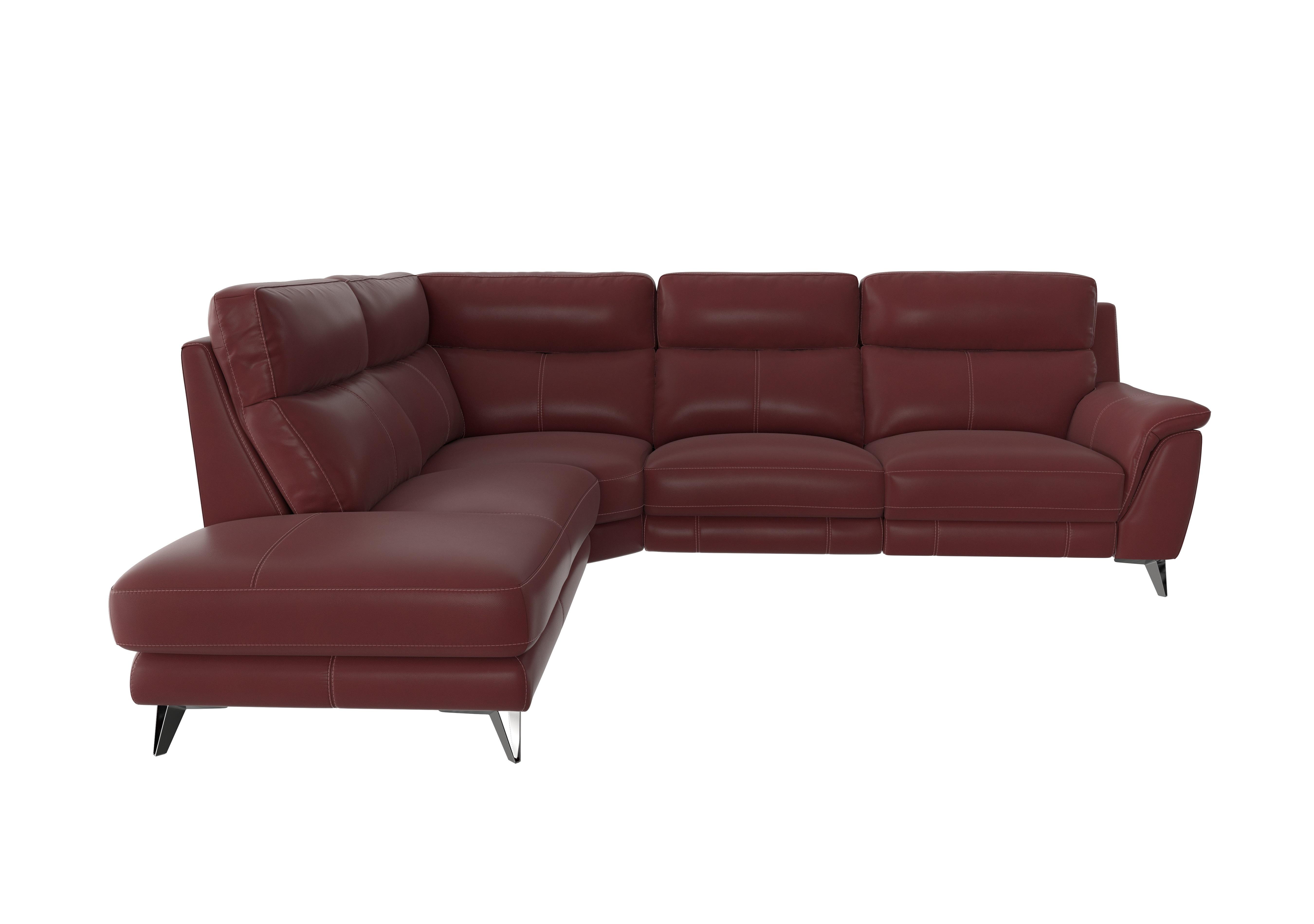 Contempo Chaise End Leather Sofa in Bv-035c Deep Red on Furniture Village