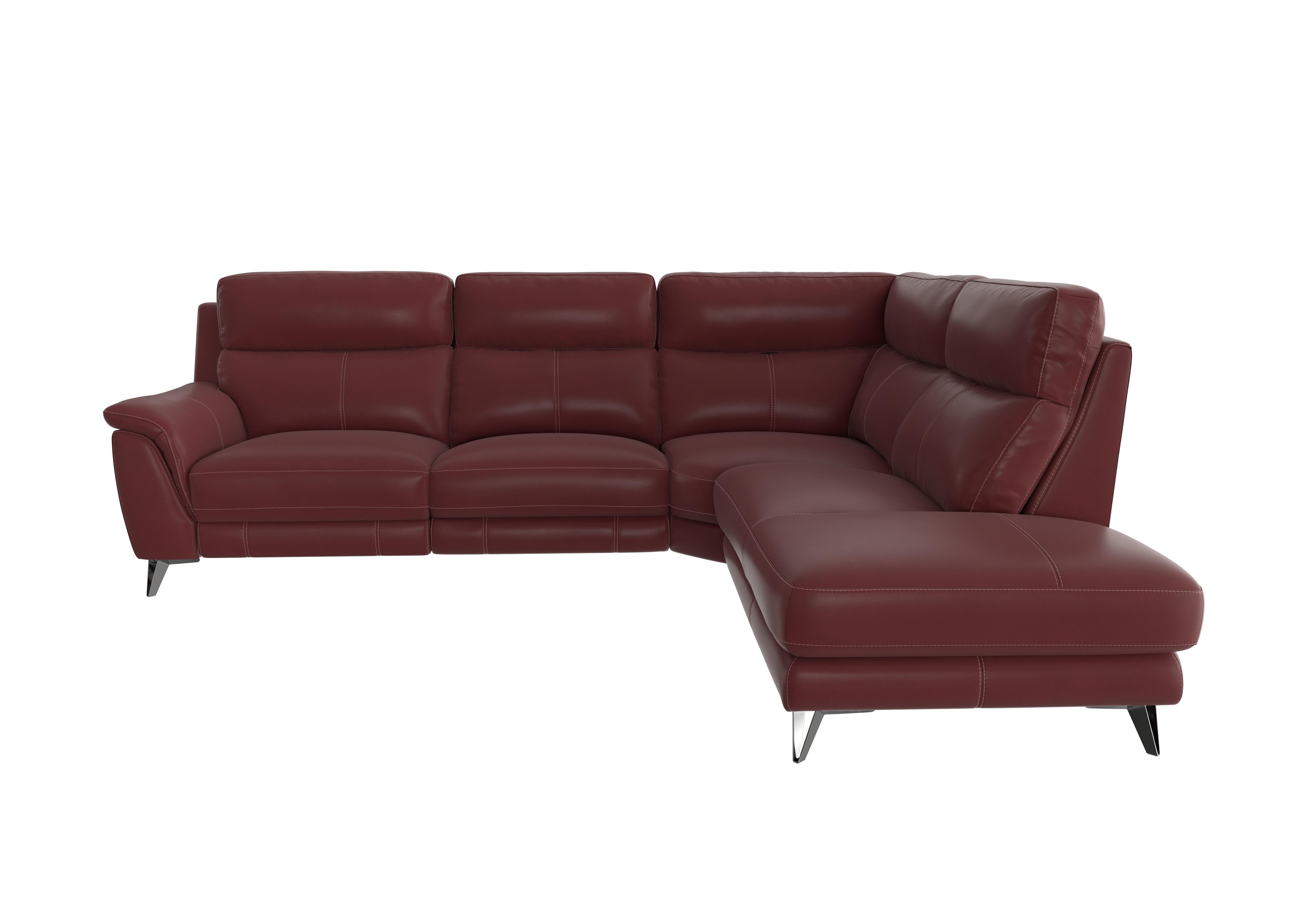 Contempo Chaise End Leather Sofa in Bv-035c Deep Red on Furniture Village