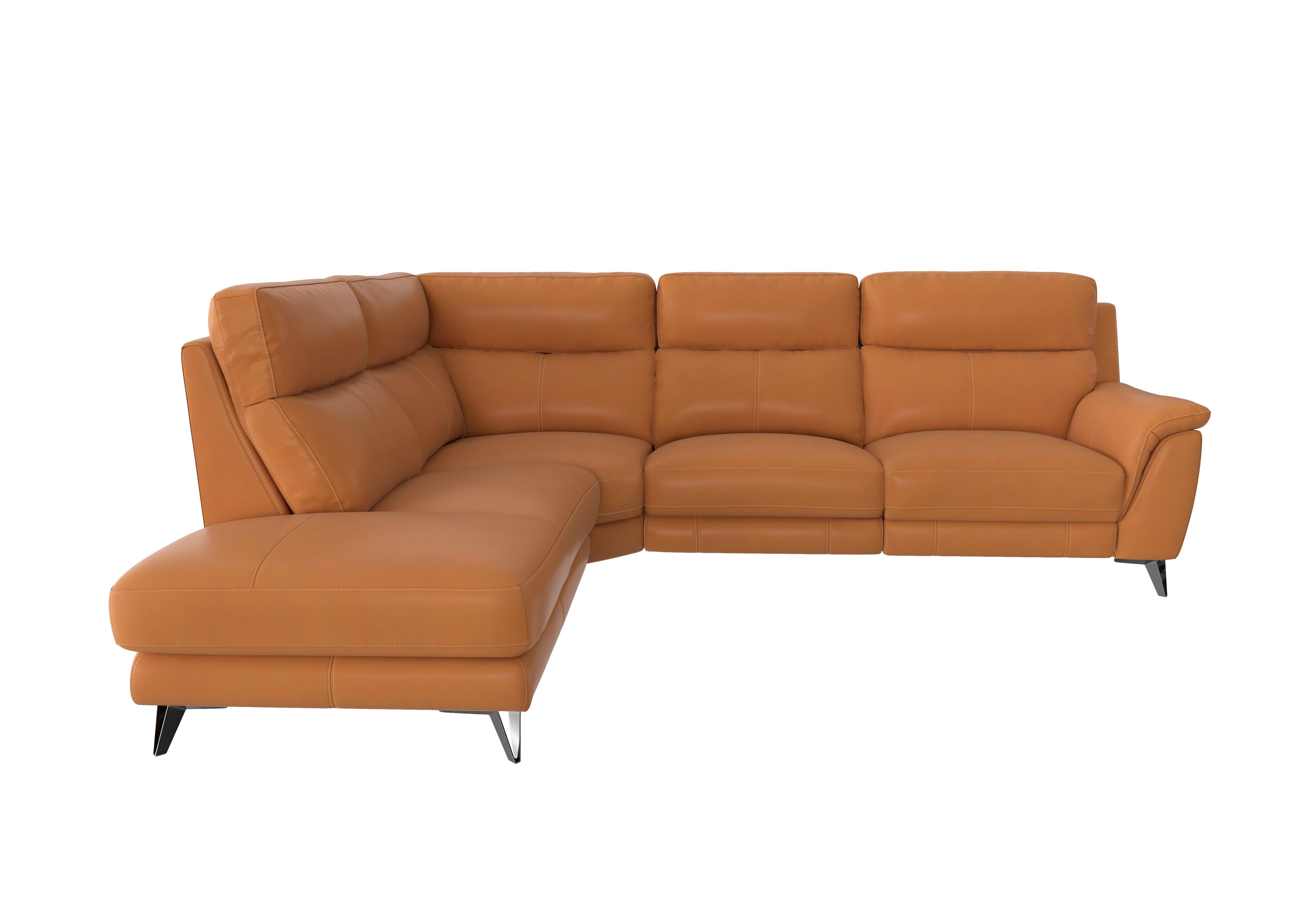 Contempo Chaise End Leather Sofa in Bv-335e Honey Yellow on Furniture Village