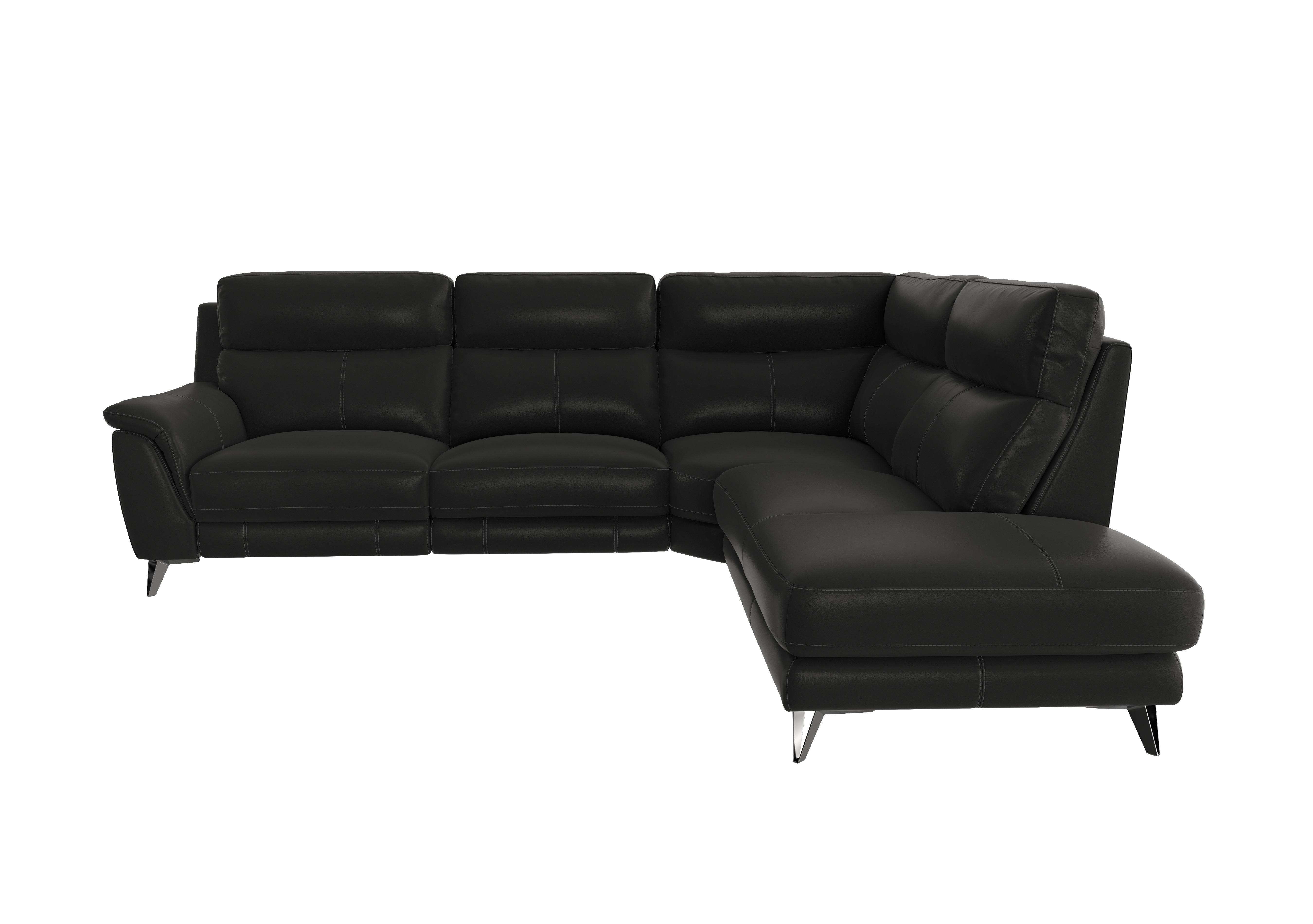 Contempo Chaise End Leather Sofa in Bv-3500 Classic Black on Furniture Village