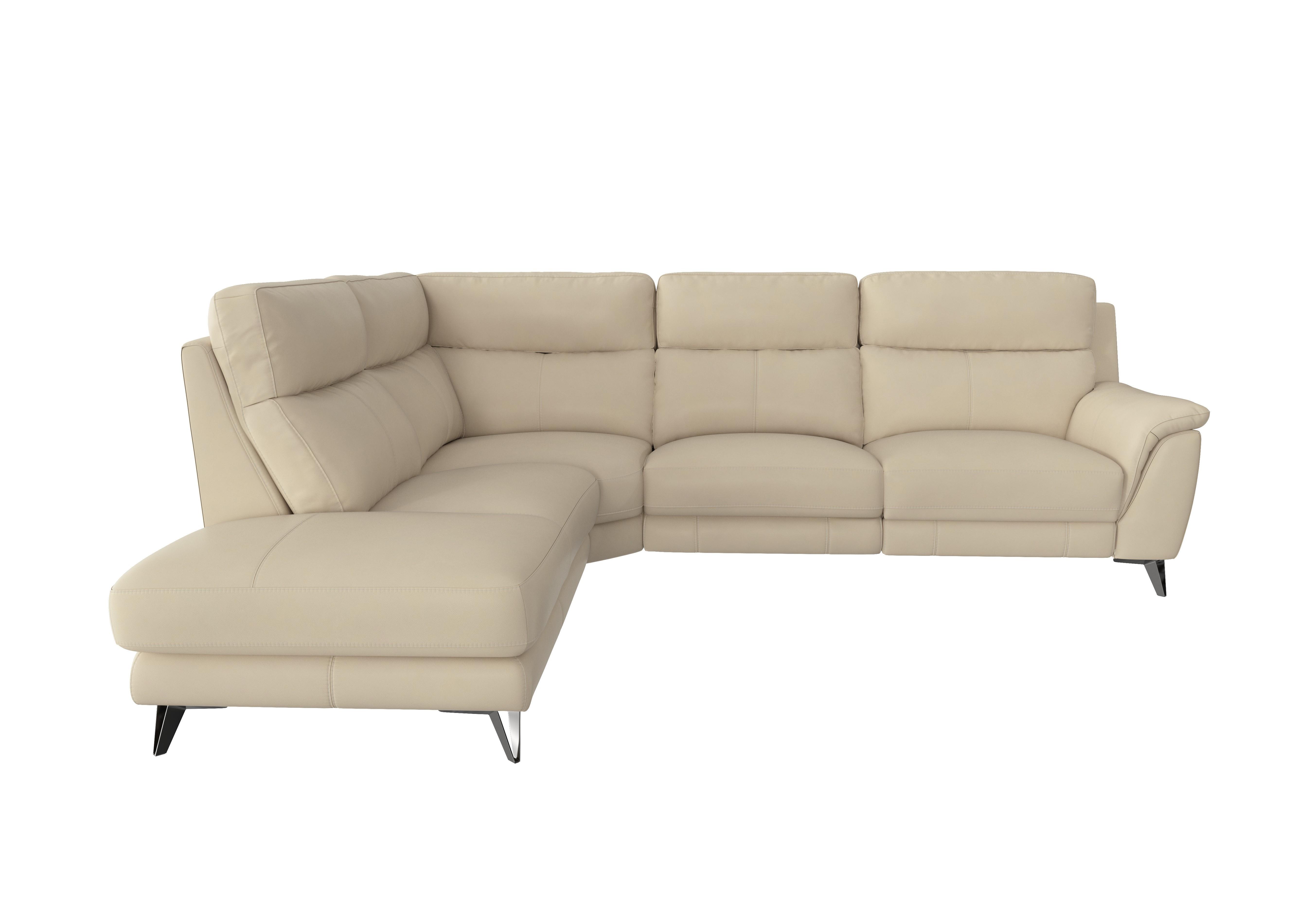 Contempo Chaise End Leather Sofa in Bv-862c Bisque on Furniture Village