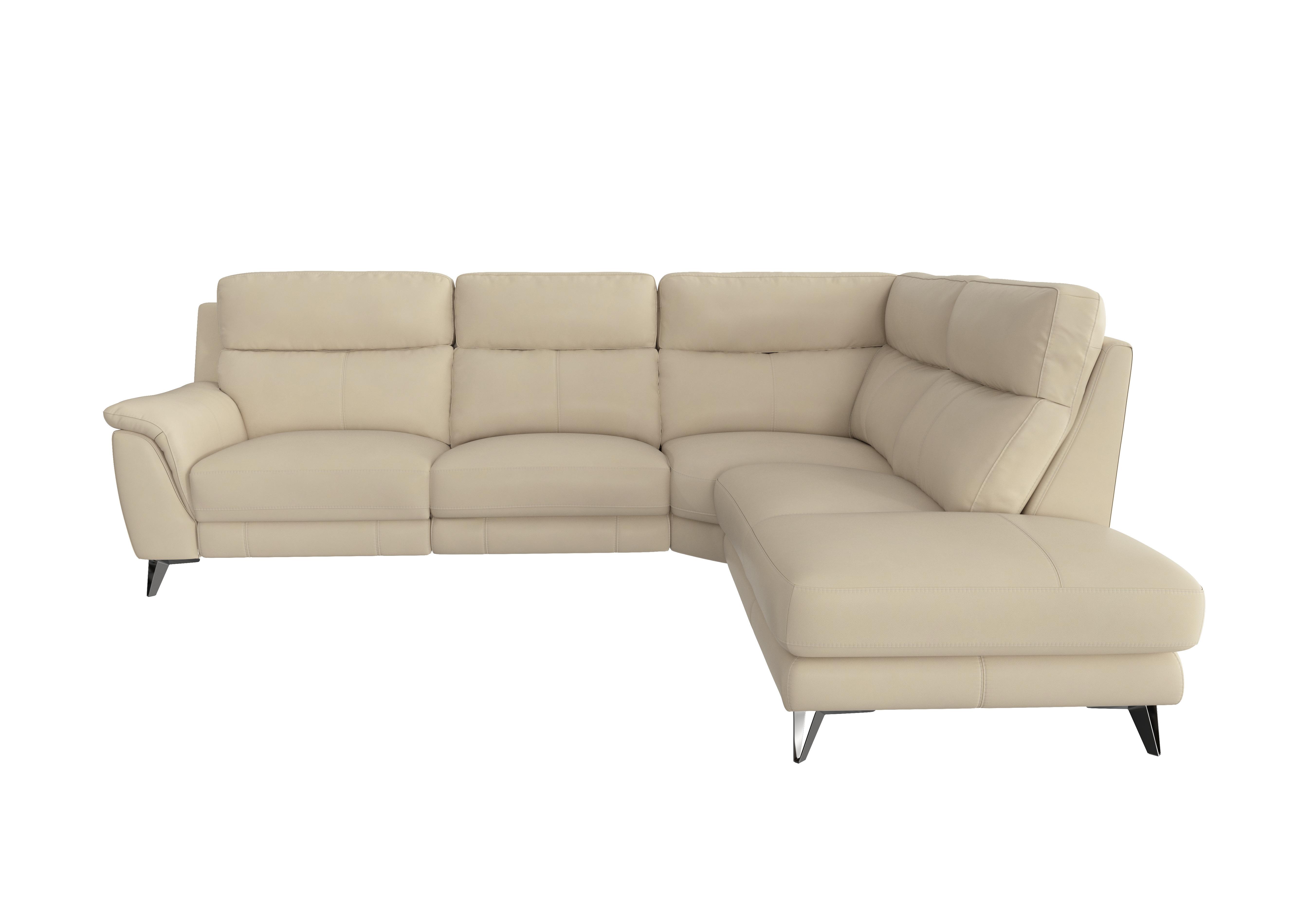 Contempo Chaise End Leather Sofa in Bv-862c Bisque on Furniture Village