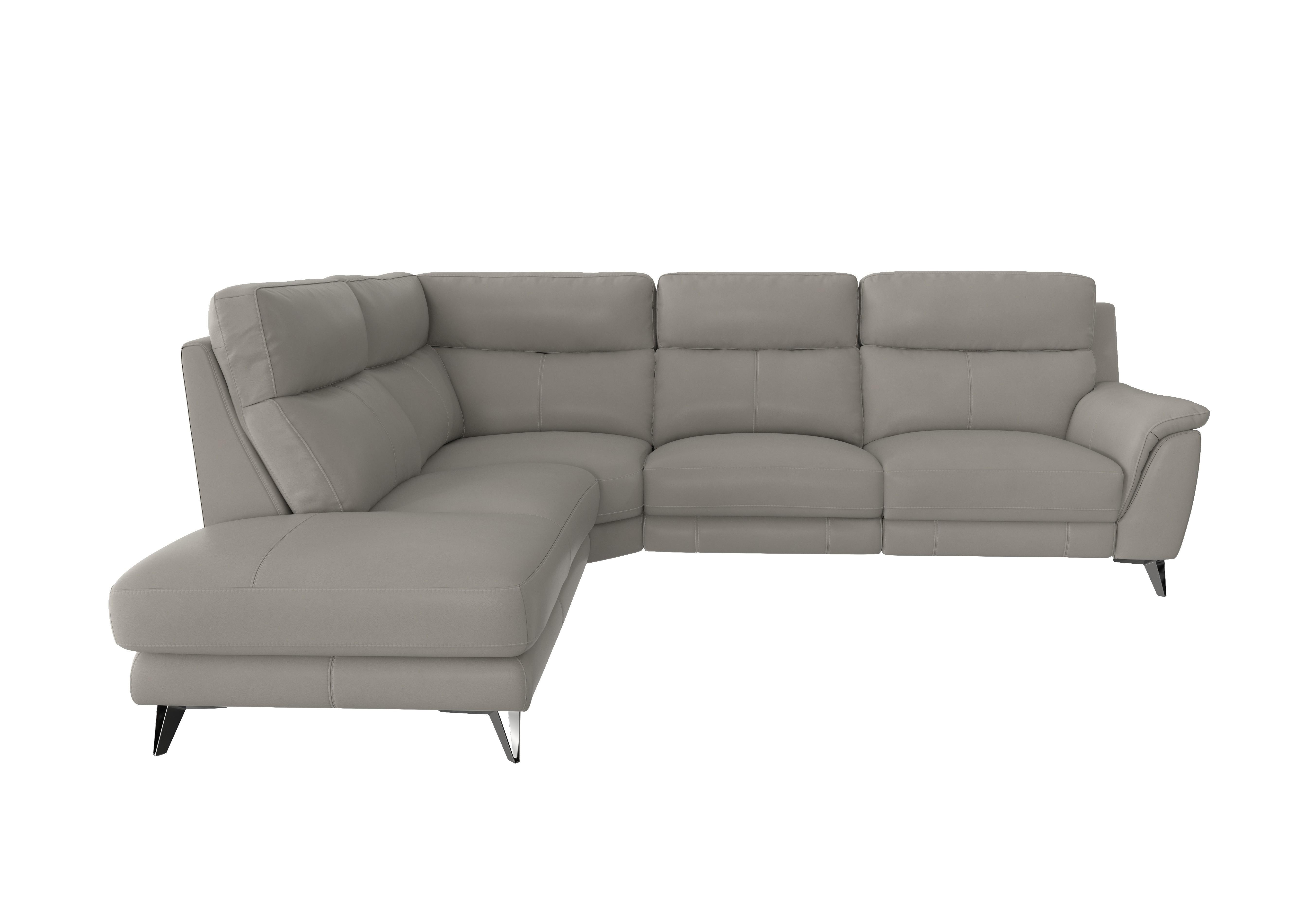 Contempo Chaise End Leather Sofa in Bv-946b Silver Grey on Furniture Village
