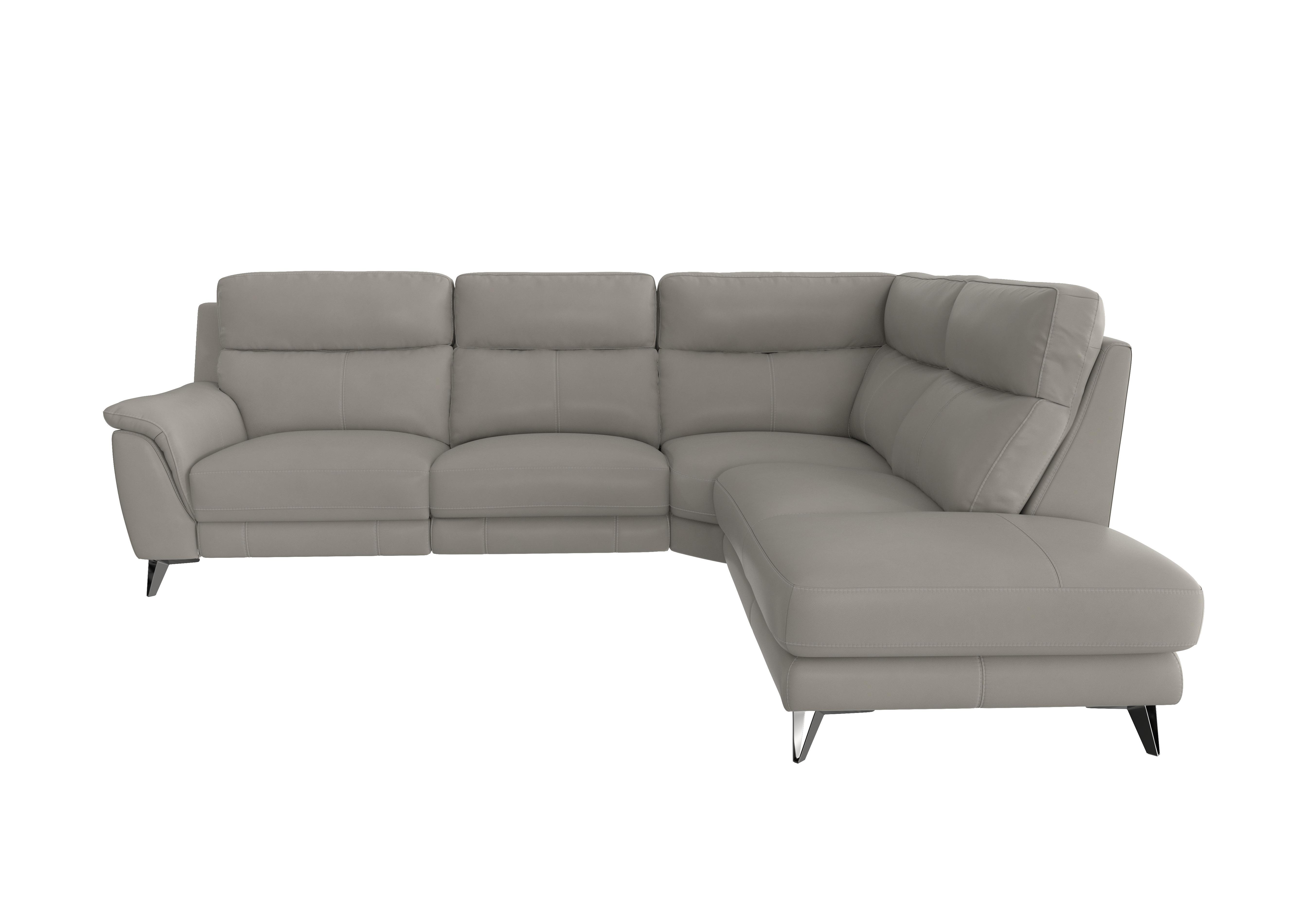 Contempo Chaise End Leather Sofa in Bv-946b Silver Grey on Furniture Village