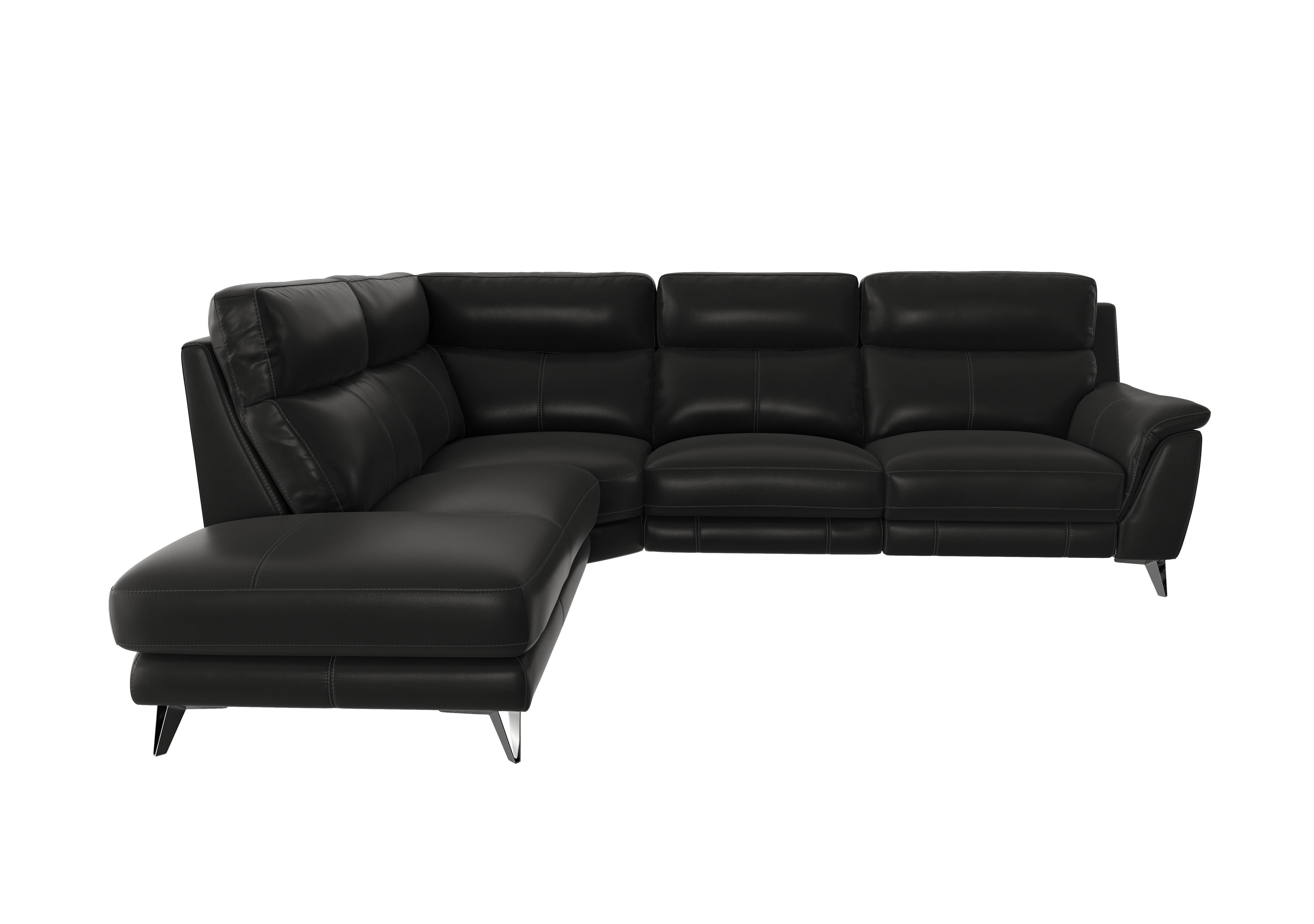 Contempo Chaise End Leather Sofa in Nc-023c Black on Furniture Village