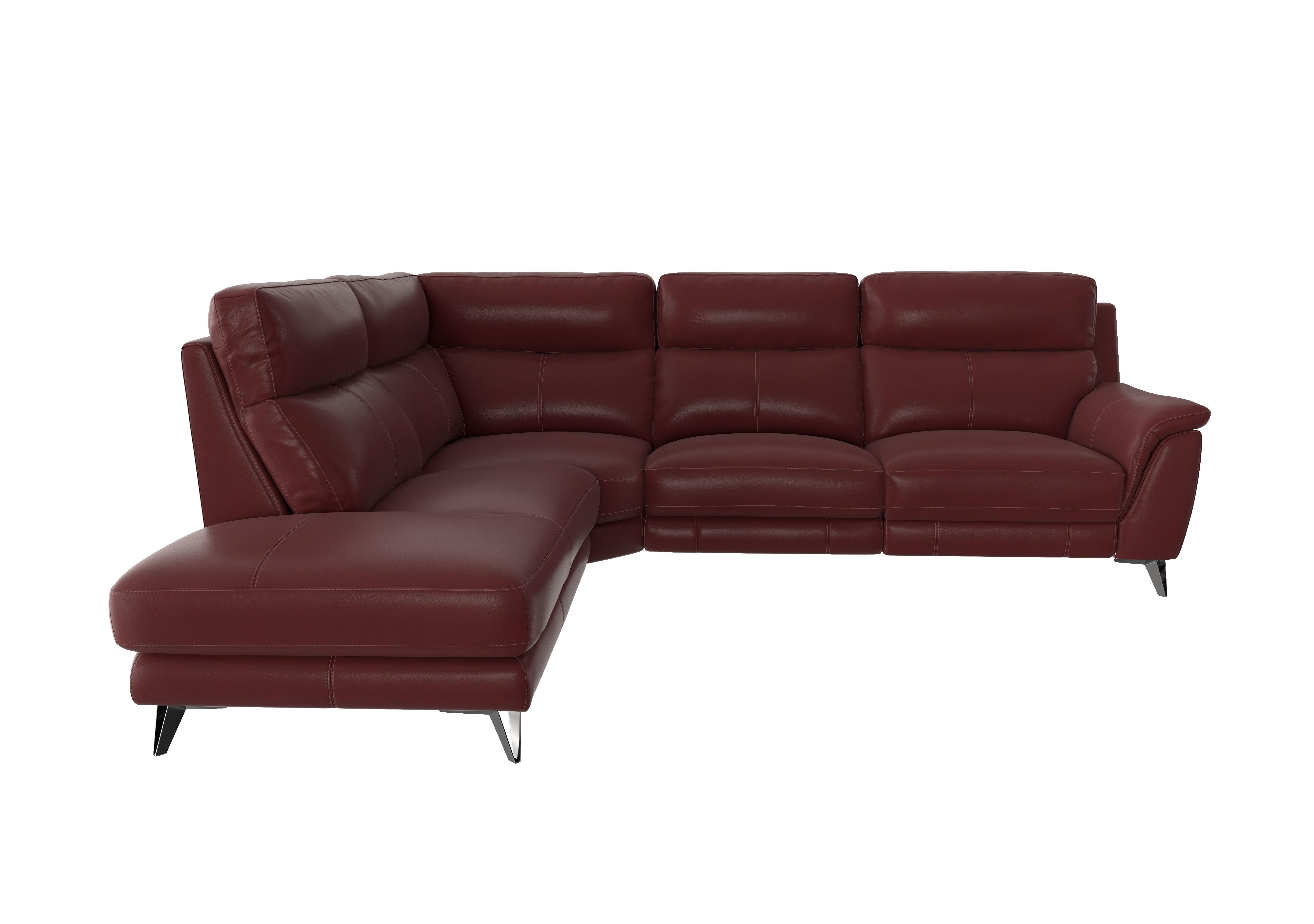 Contempo Chaise End Leather Sofa in Nc-035c Deep Red on Furniture Village