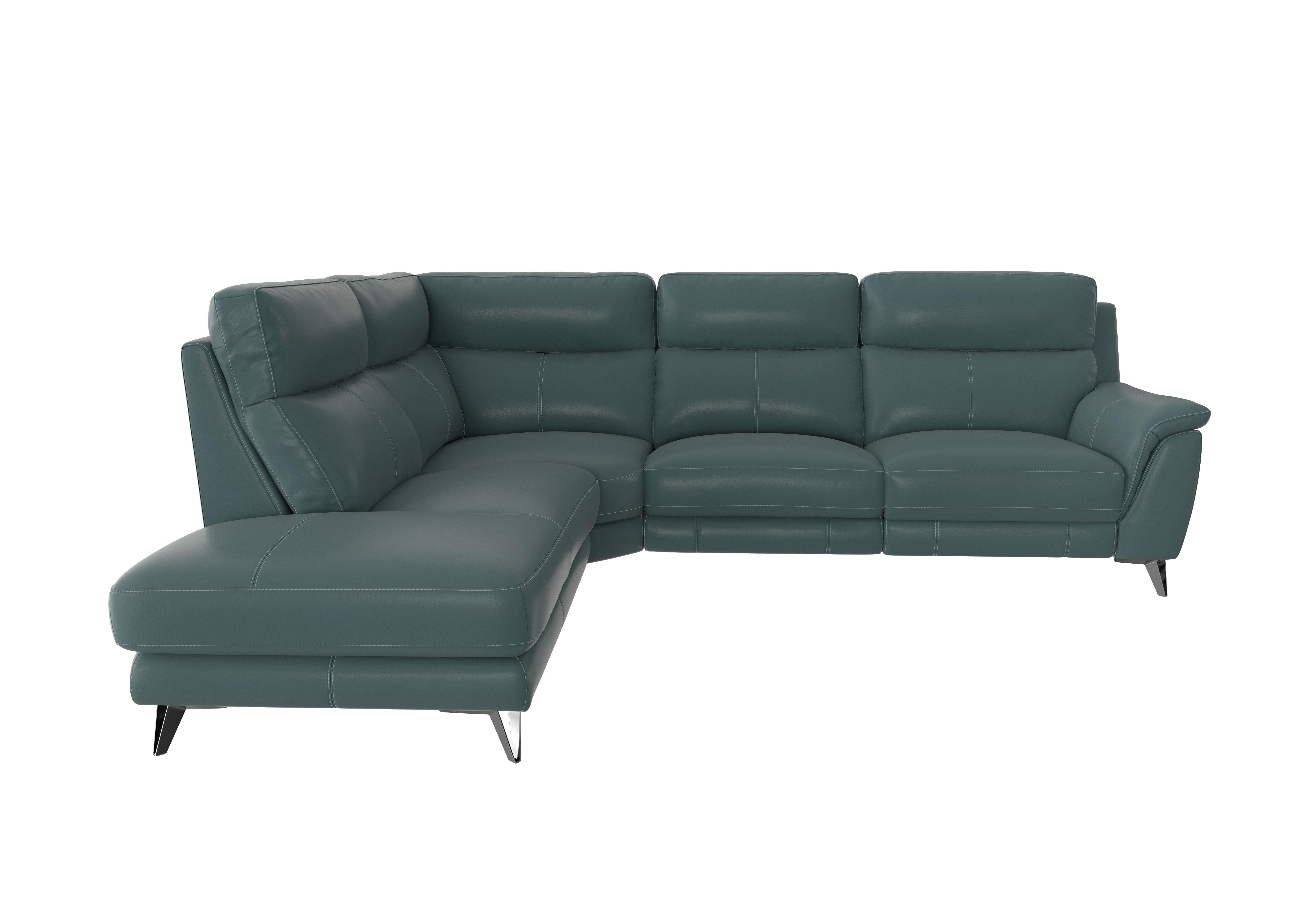 Contempo Chaise End Leather Sofa in Nc-301e Lake Green on Furniture Village