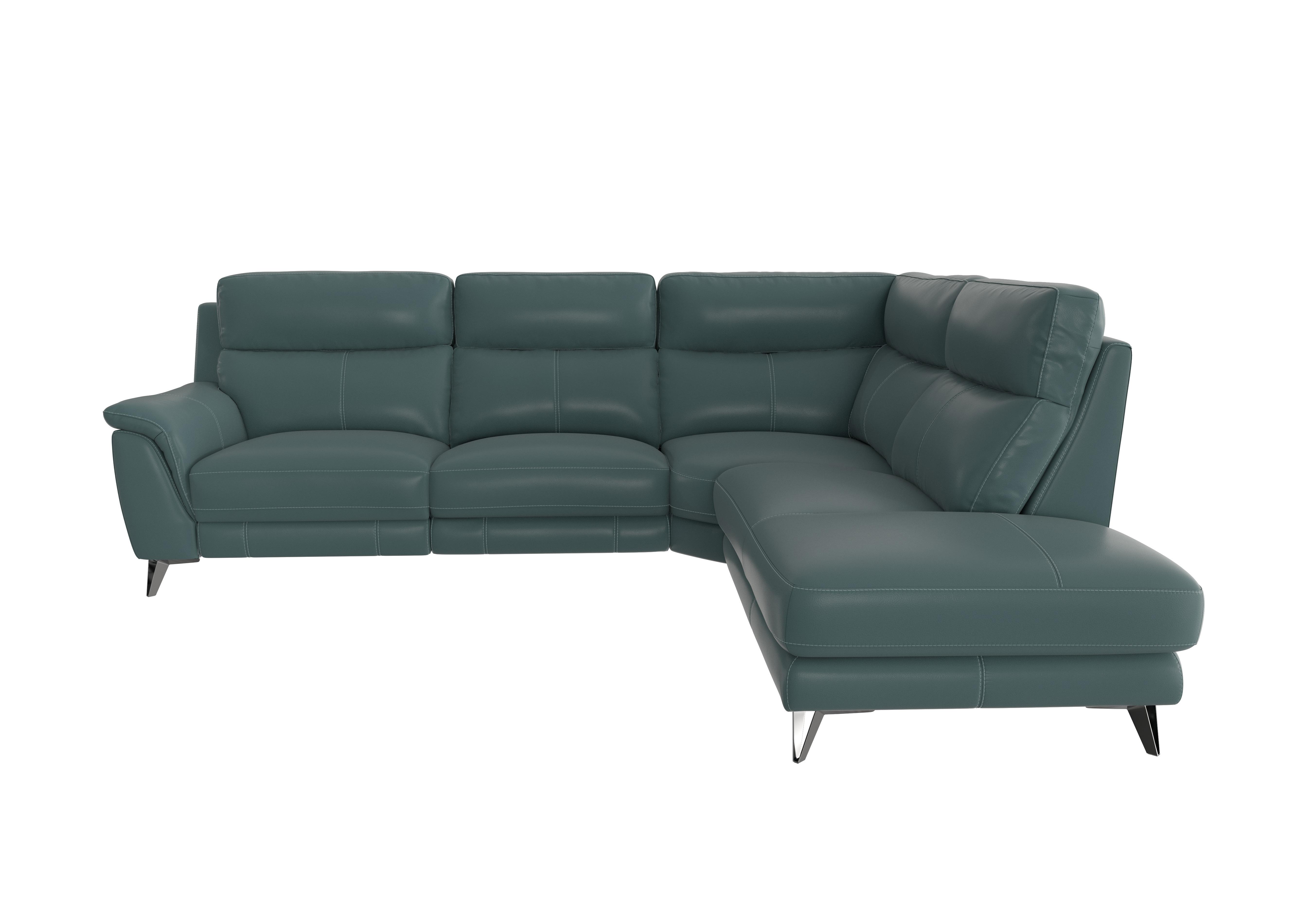 Contempo Chaise End Leather Sofa in Nc-301e Lake Green on Furniture Village