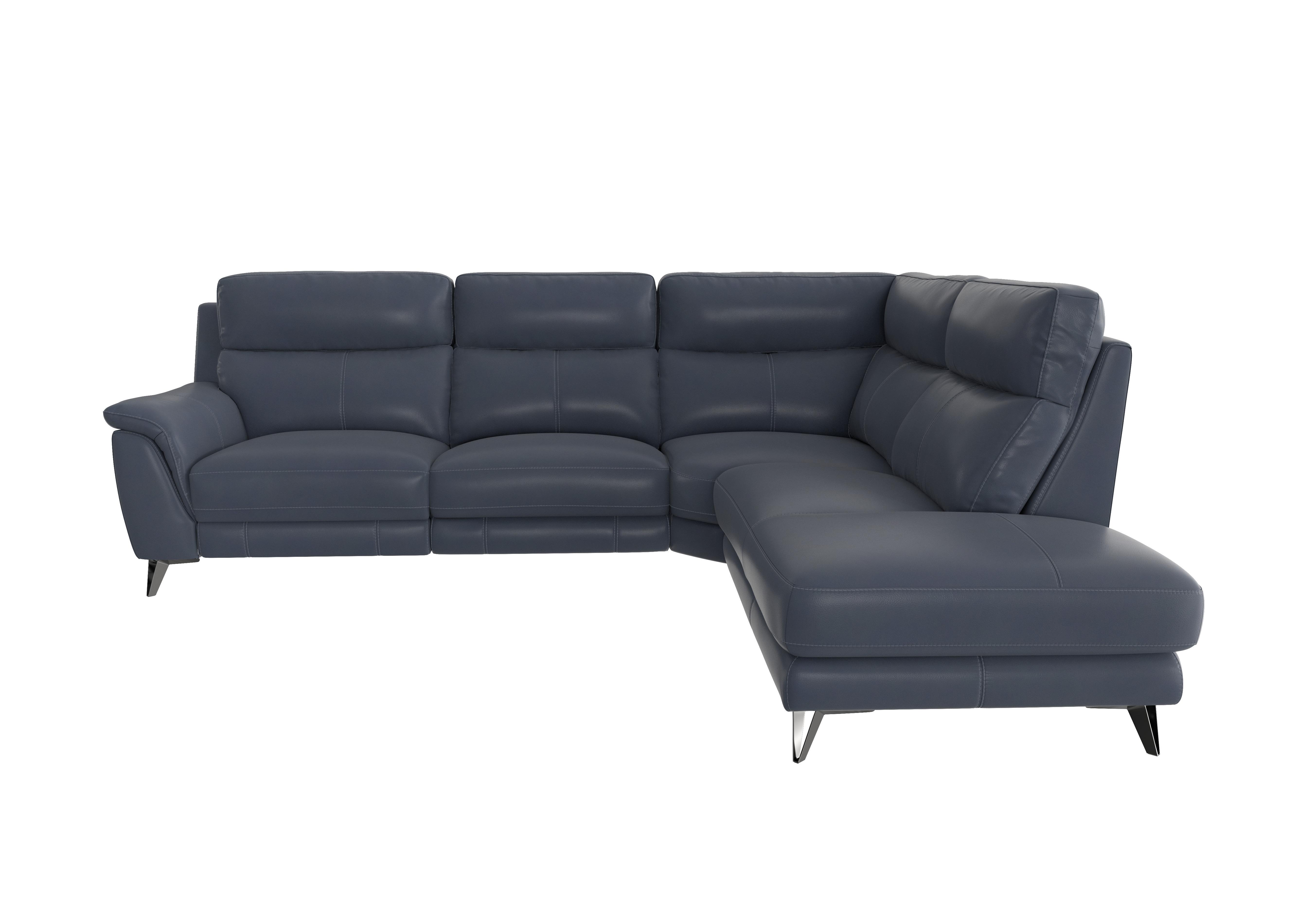 Contempo Chaise End Leather Sofa in Nc-313e Ocean Blue on Furniture Village