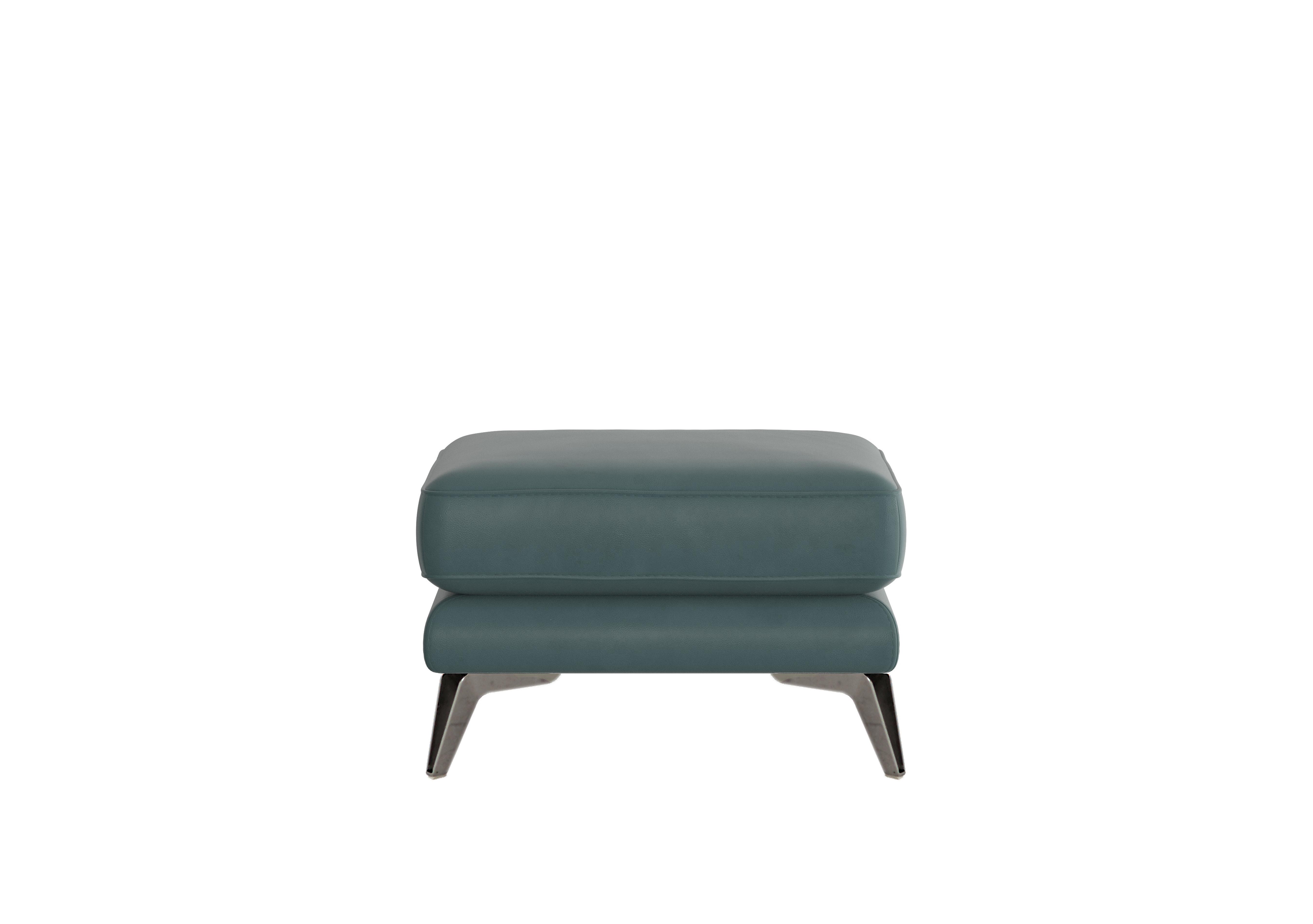 Contempo Leather Footstool in Bv-301e Lake Green on Furniture Village