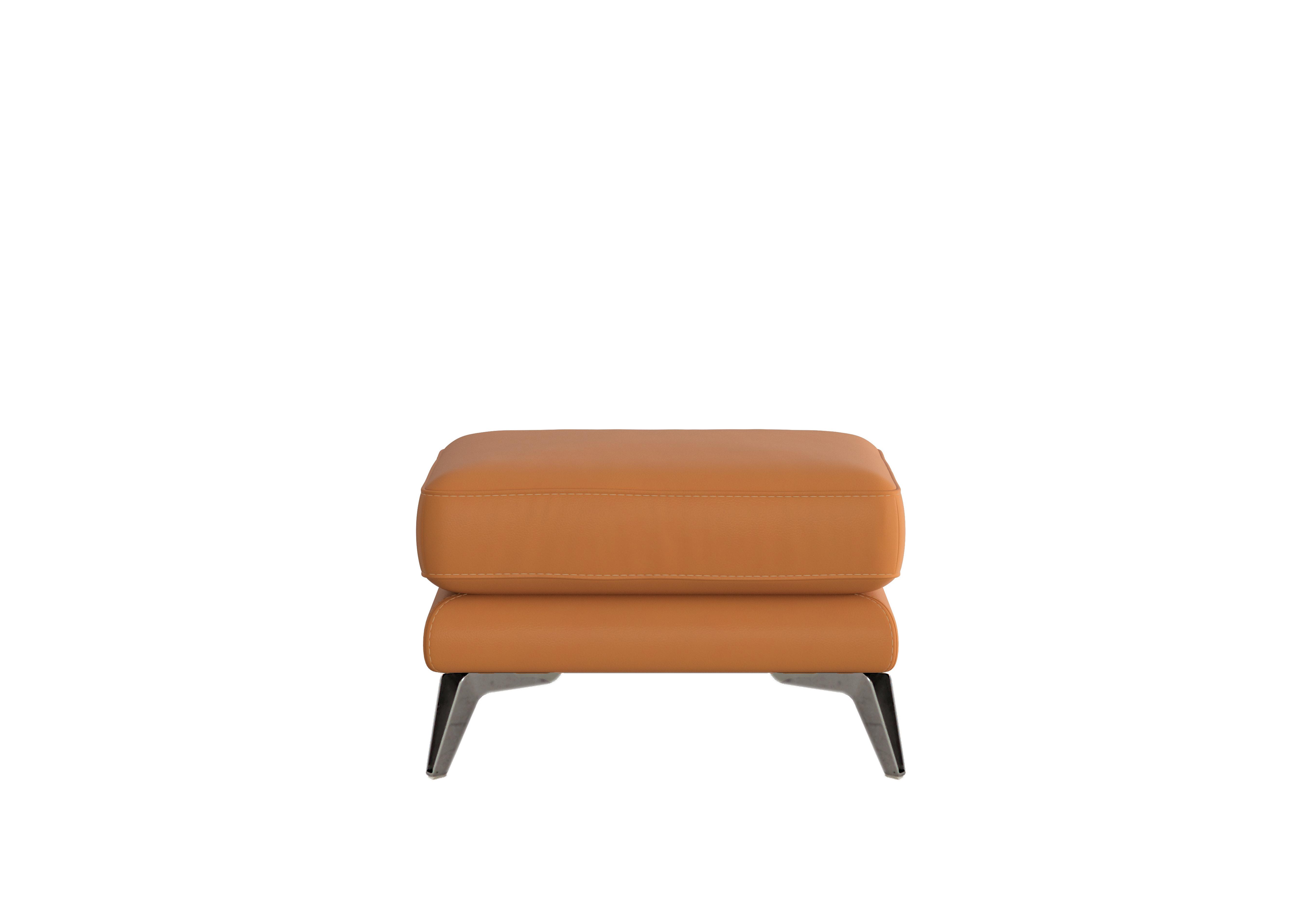 Contempo Leather Footstool in Bv-335e Honey Yellow on Furniture Village