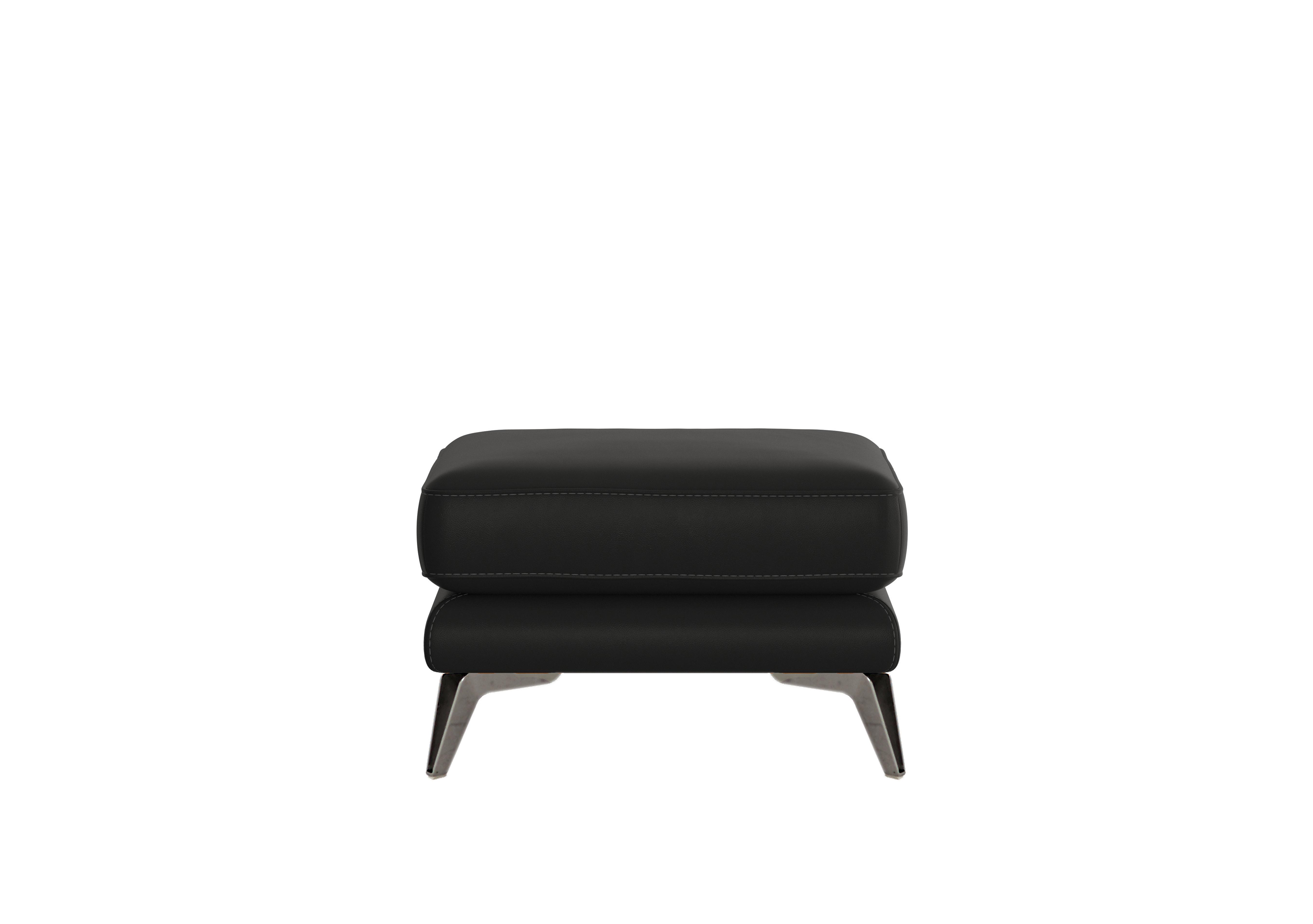 Contempo Leather Footstool in Bv-3500 Classic Black on Furniture Village