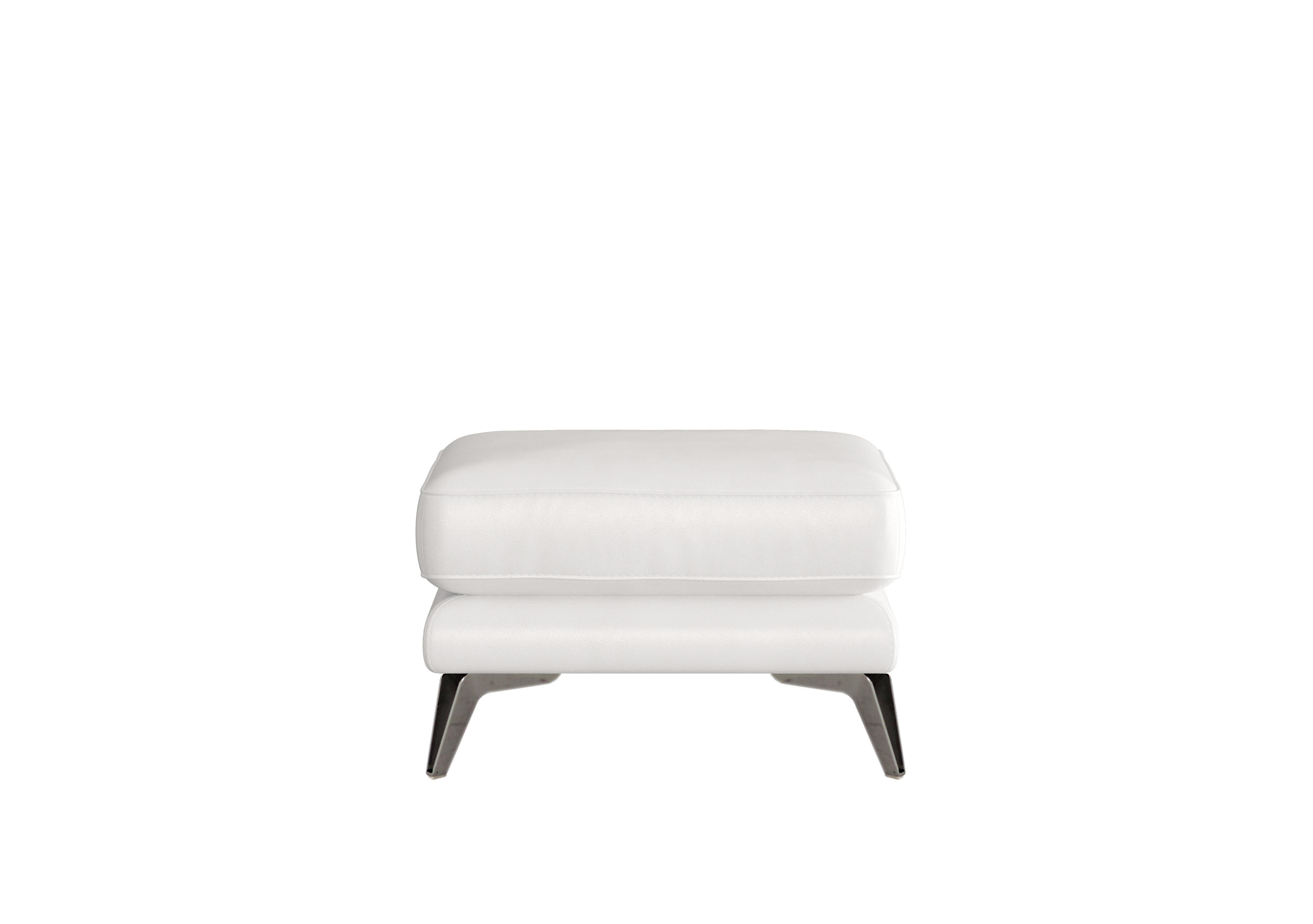 Contempo Leather Footstool in Bv-744d Star White on Furniture Village
