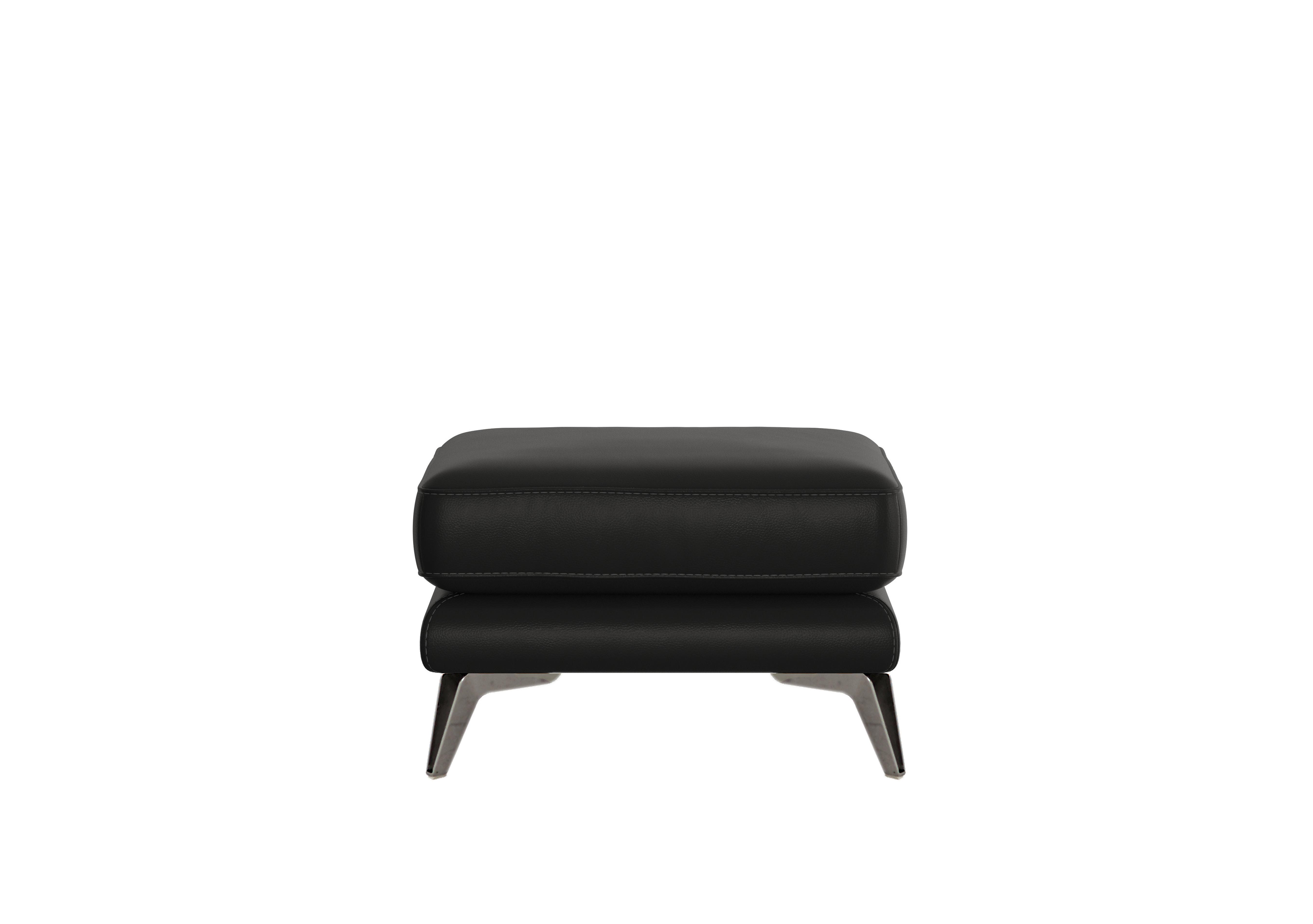 Contempo Leather Footstool in Nc-023c Black on Furniture Village