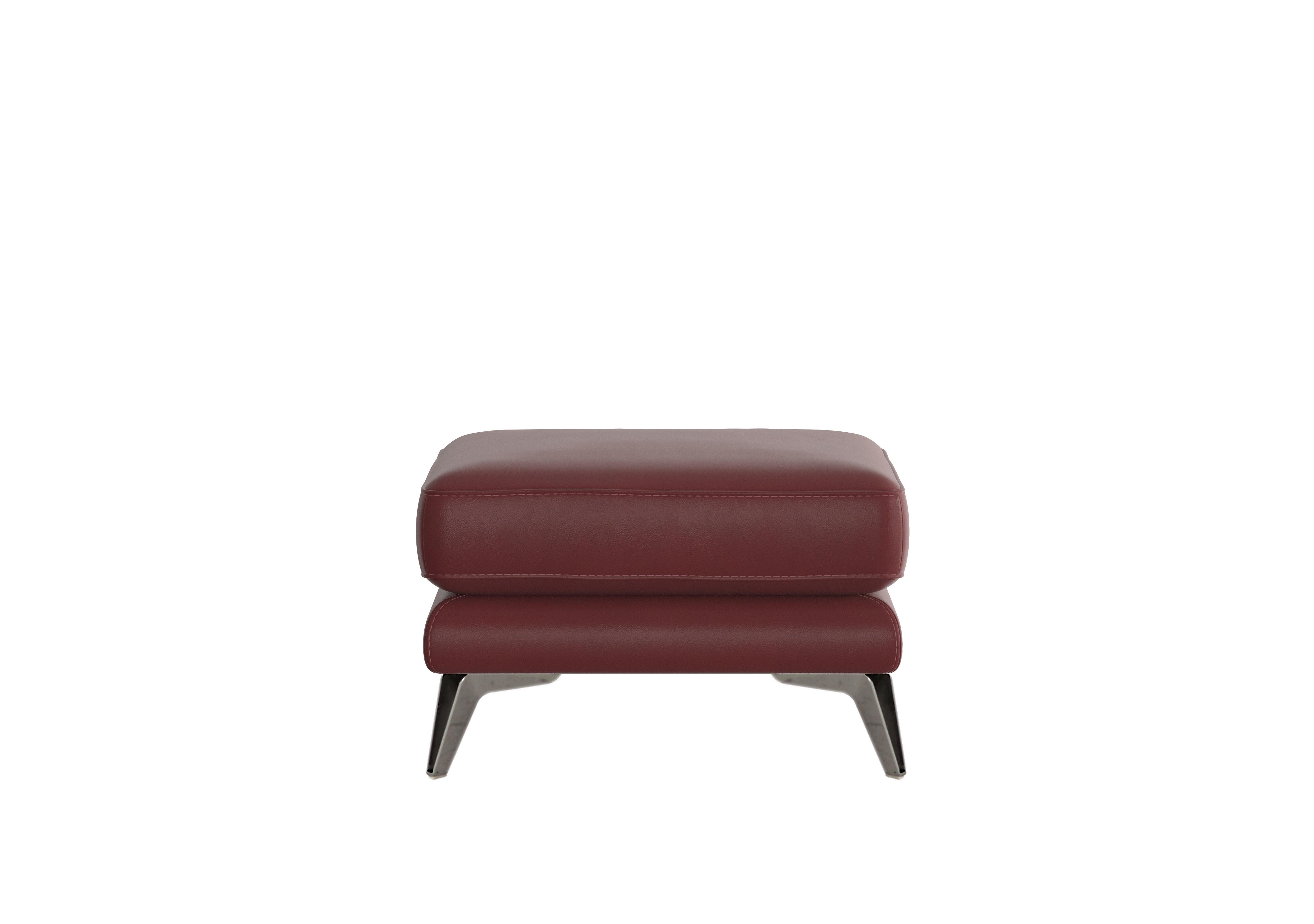 Contempo Leather Footstool in Nc-035c Deep Red on Furniture Village
