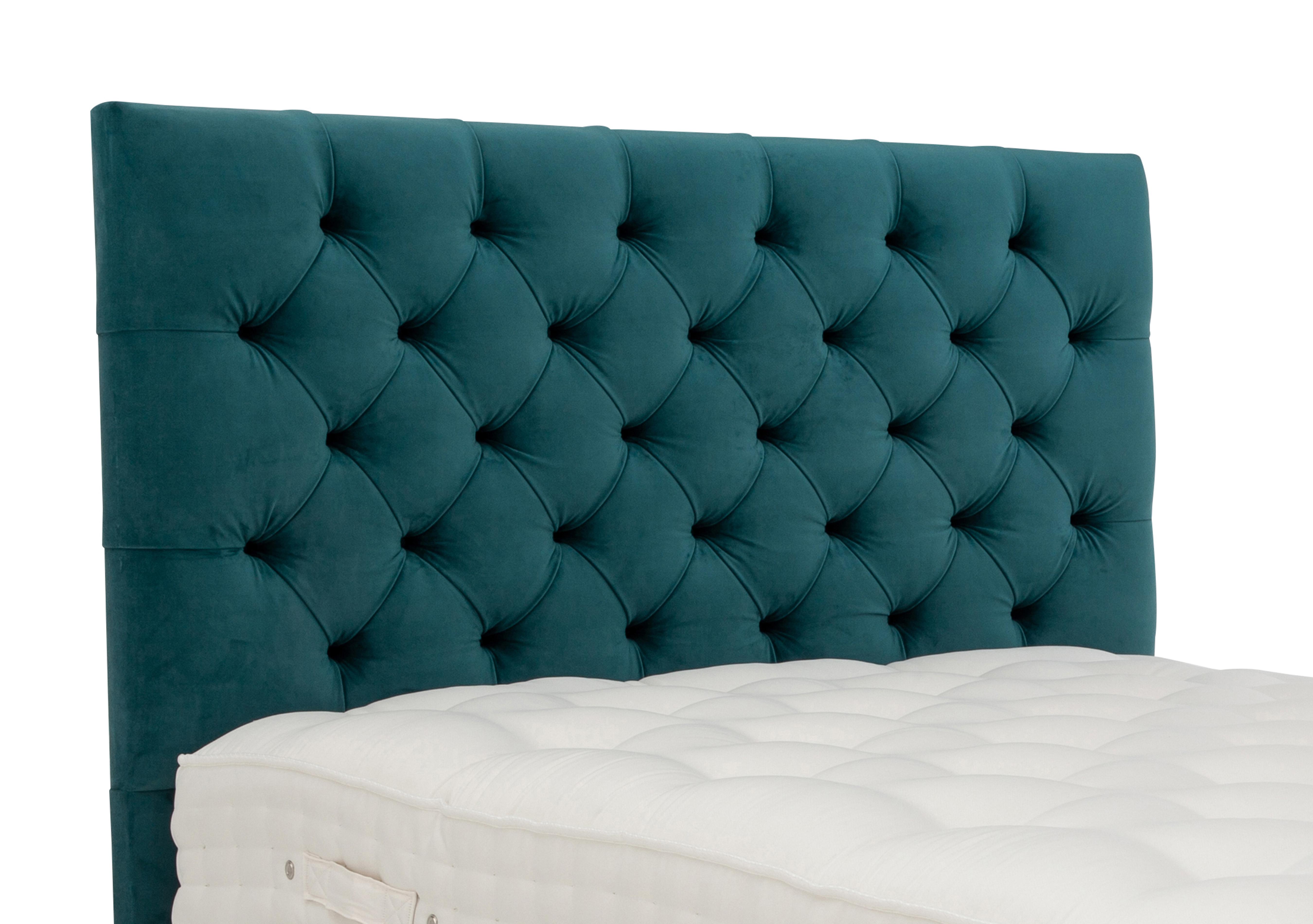 Minley Floor Standing Headboard in Plush New Teal on Furniture Village