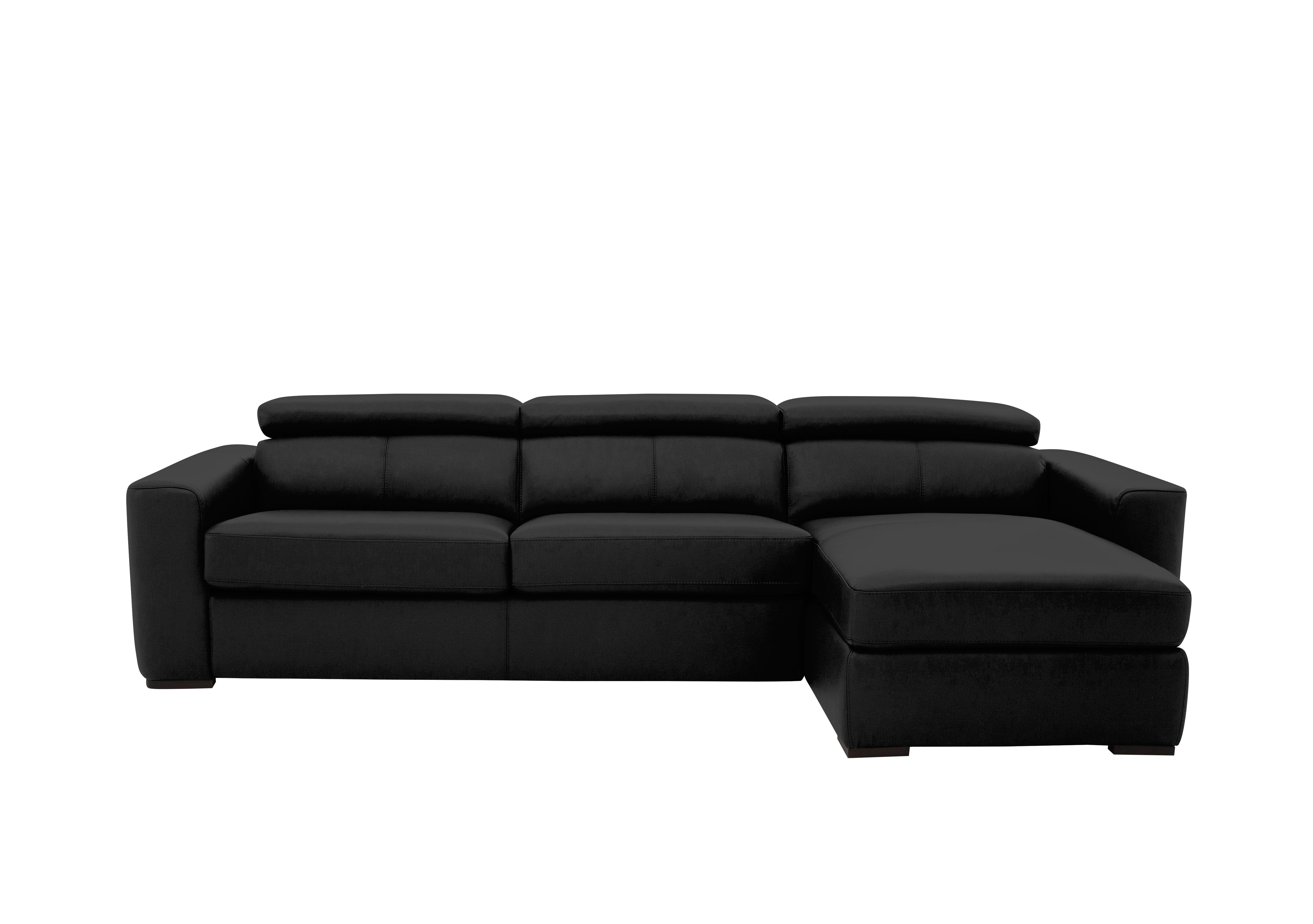 Infinity Leather Corner Chaise Sofabed with Storage in Nc-023c Black on Furniture Village