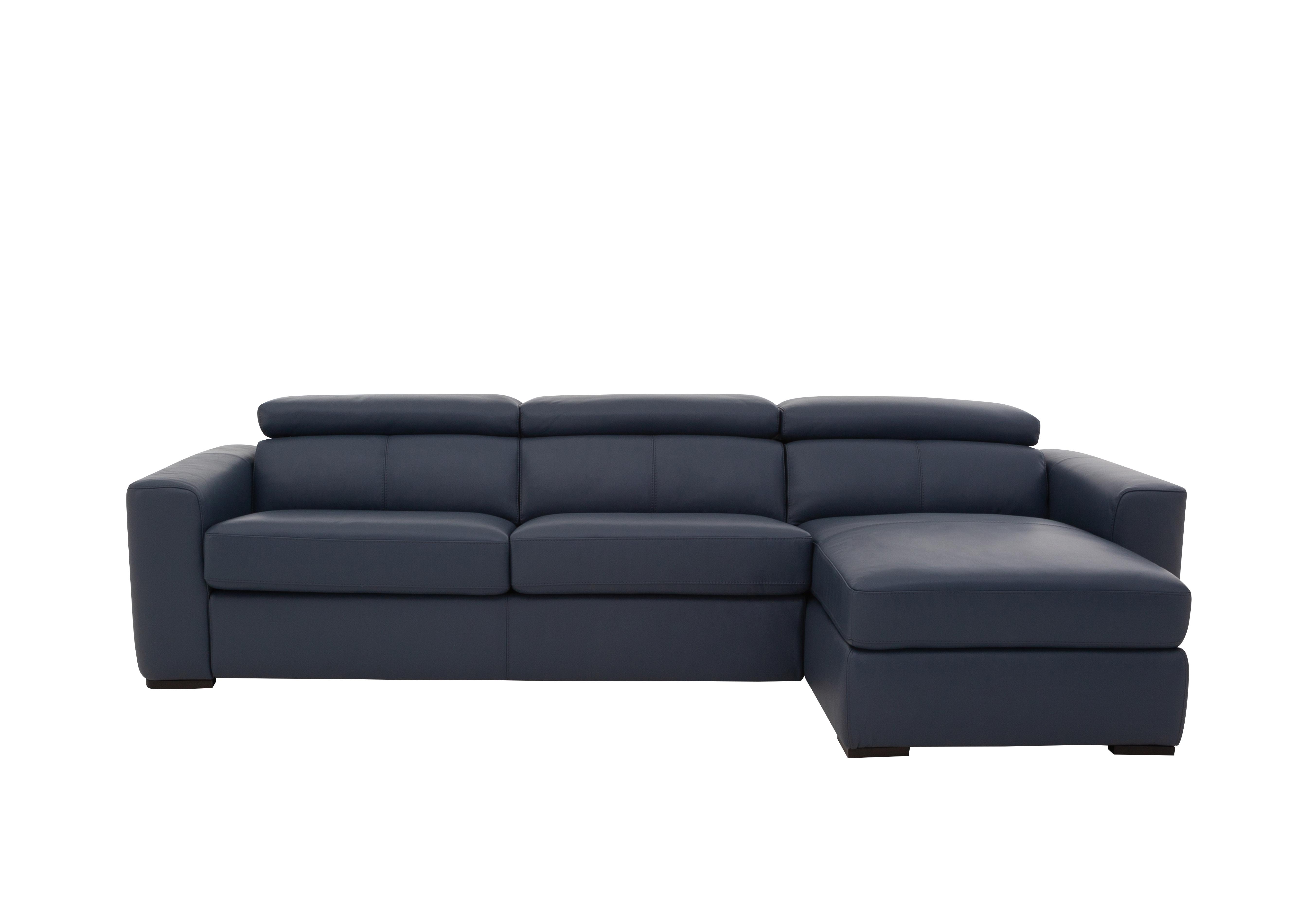 Infinity Leather Corner Chaise Sofabed with Storage in Nc-313e Ocean Blue on Furniture Village