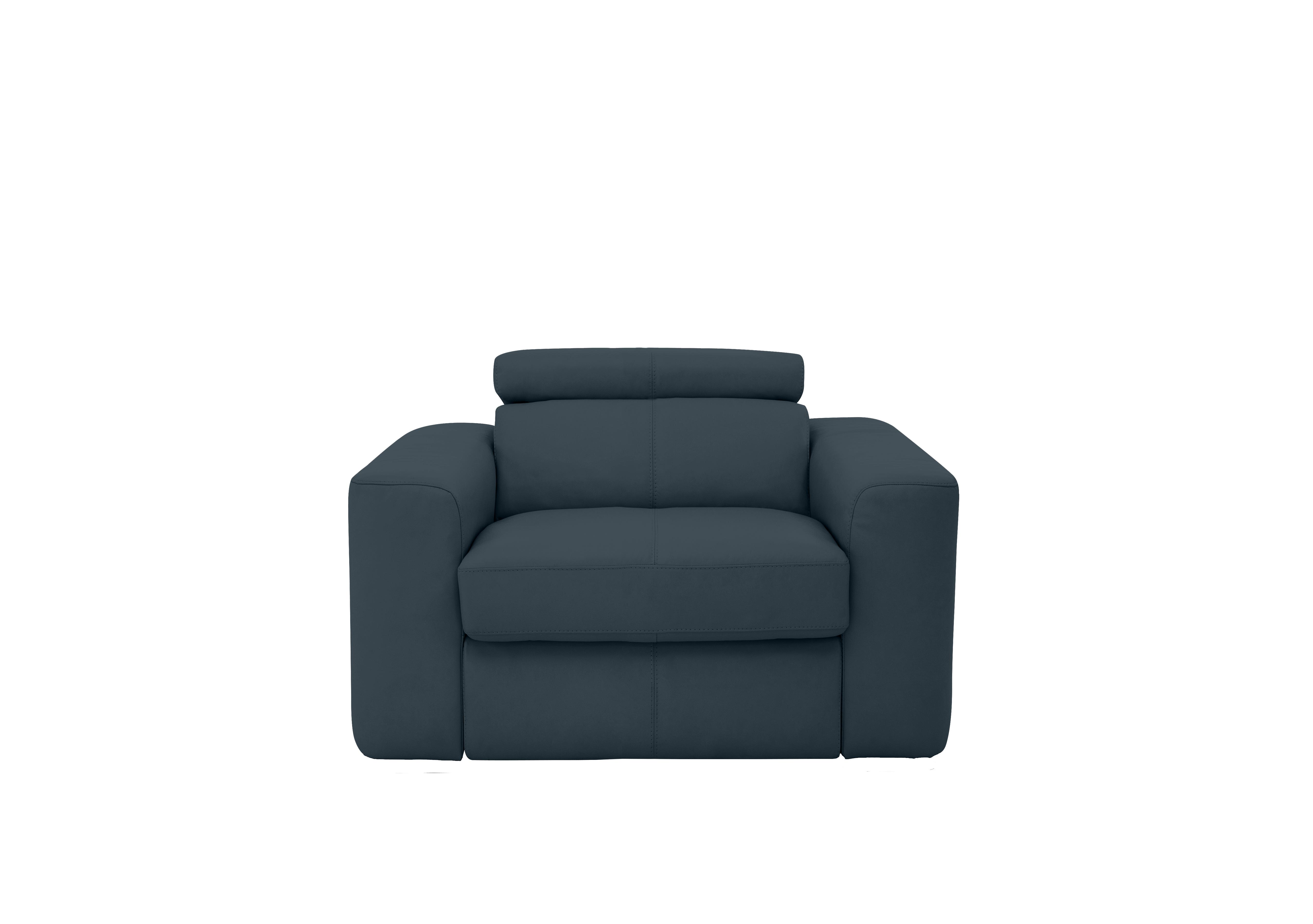 Infinity Leather Armchair in Bv-313e Ocean Blue on Furniture Village