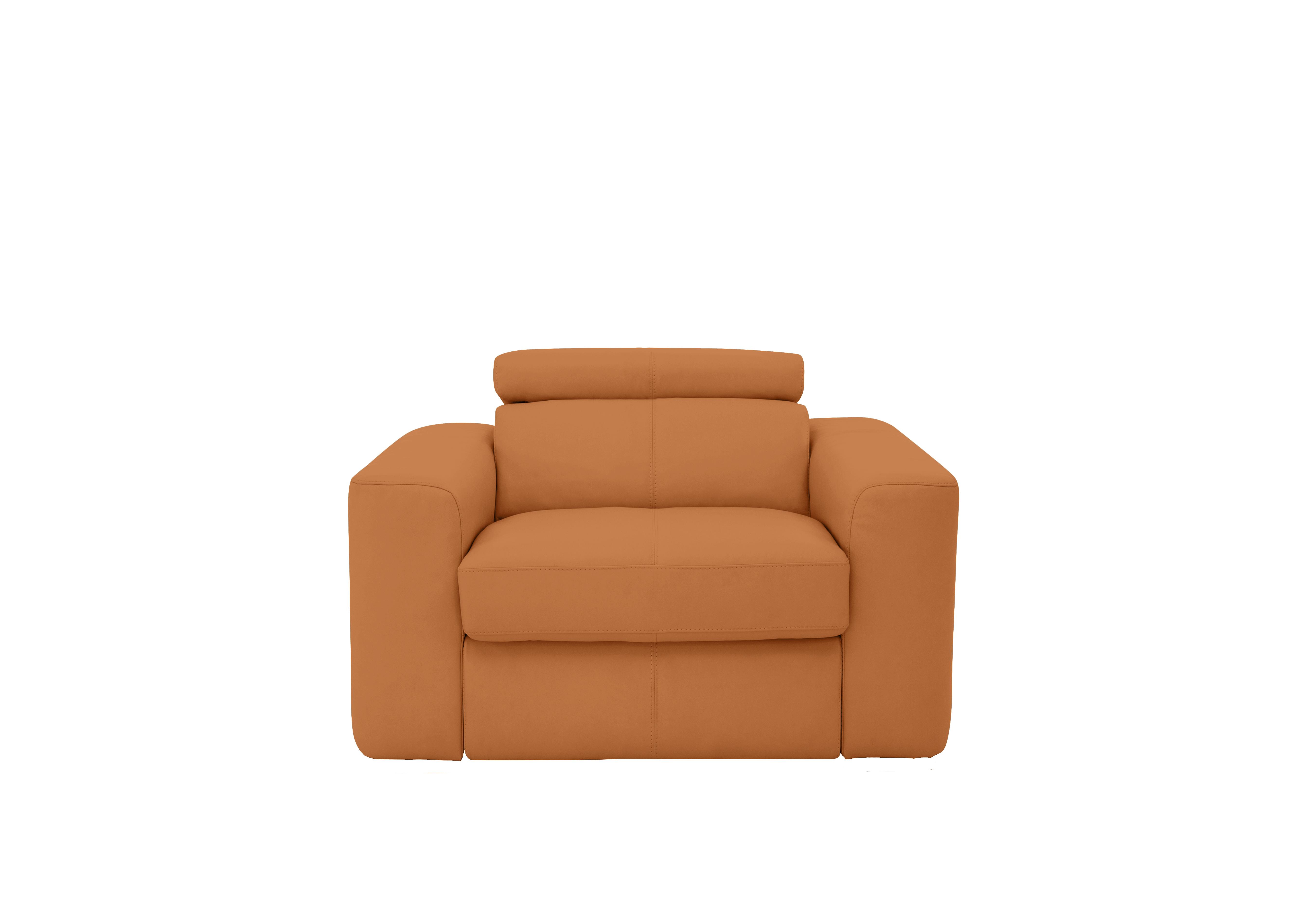 Infinity Leather Armchair in Bv-335e Honey Yellow on Furniture Village