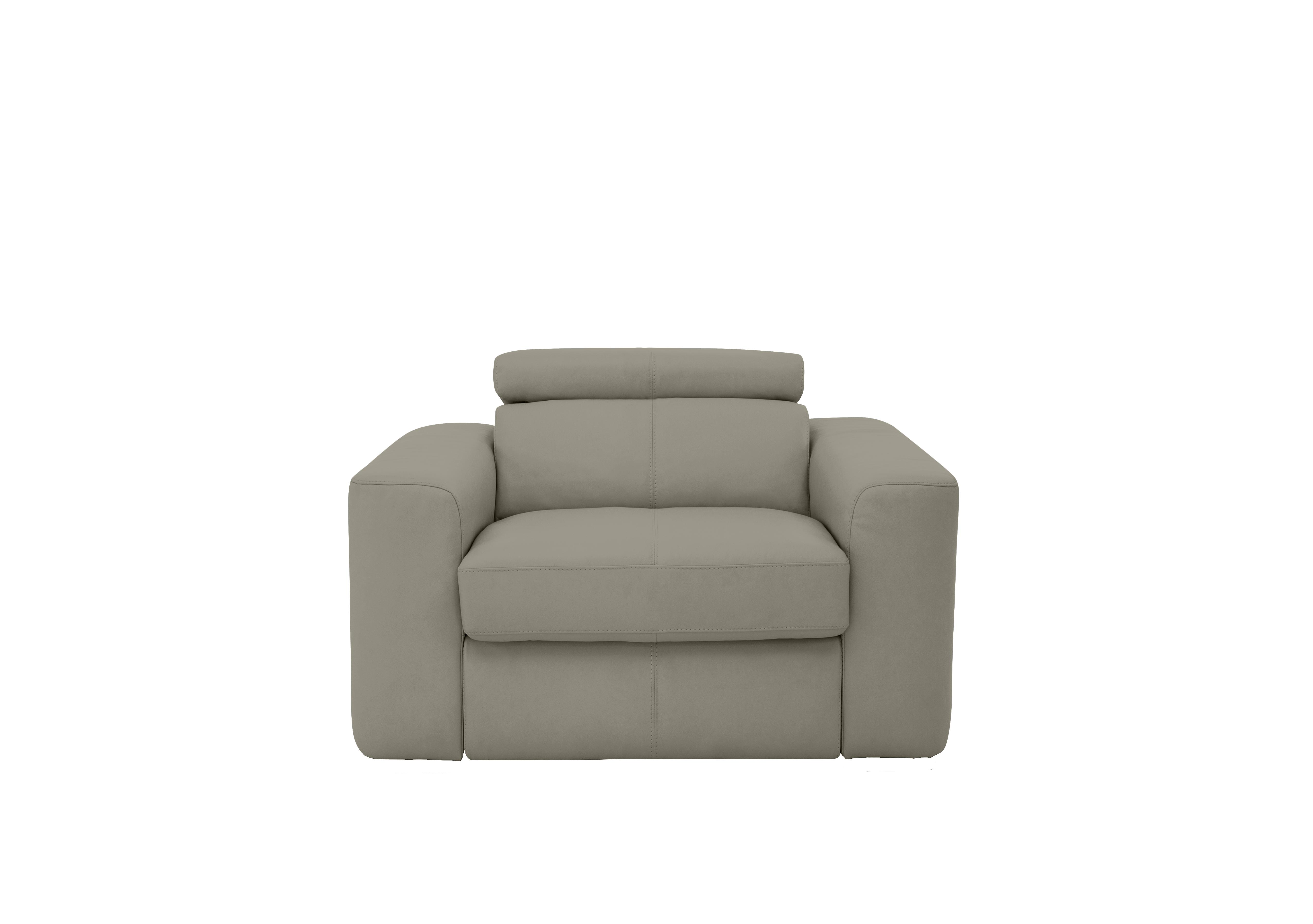 Infinity Leather Armchair in Bv-946b Silver Grey on Furniture Village