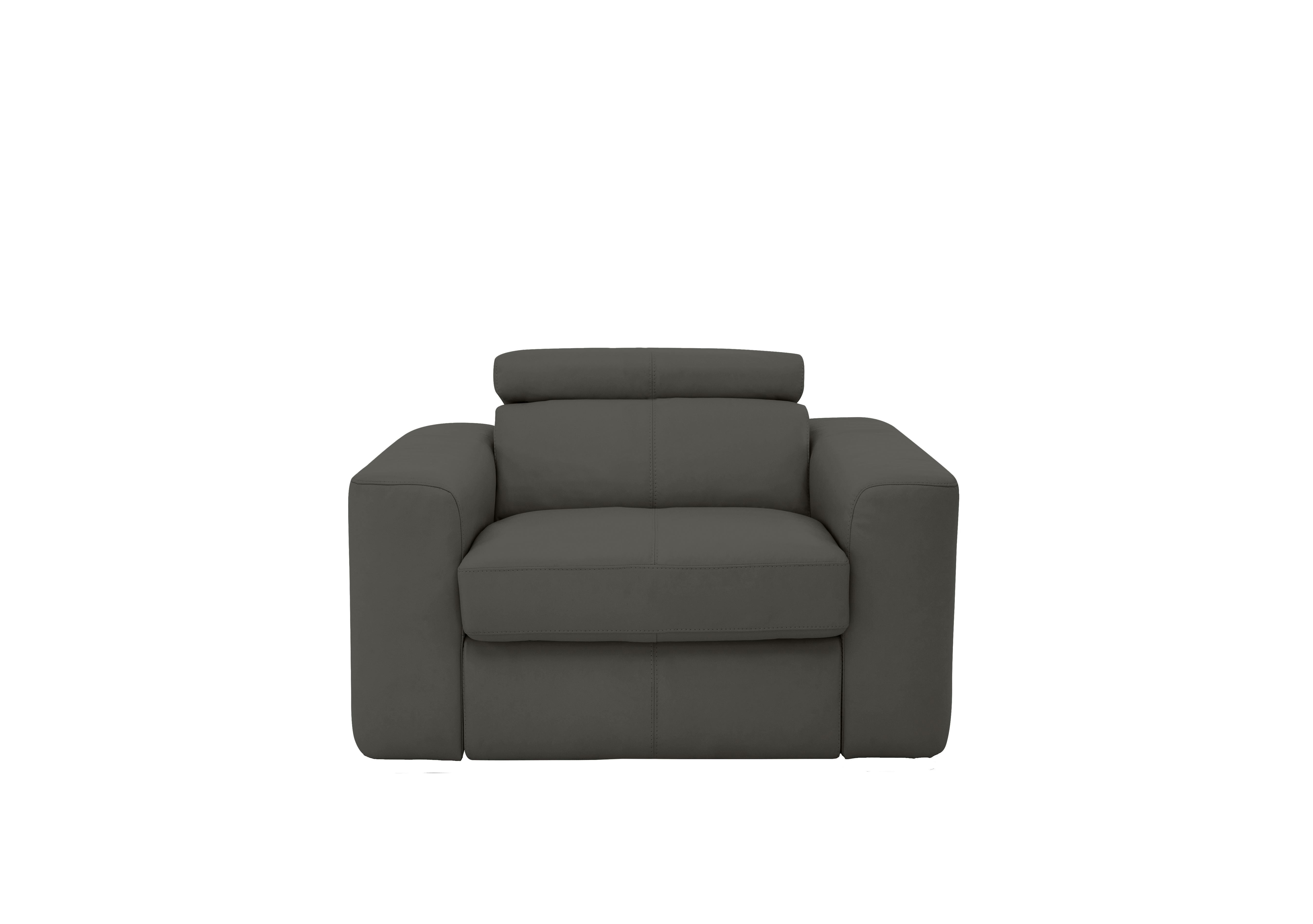 Infinity Leather Armchair in Nc-088e Charcoal Grey on Furniture Village