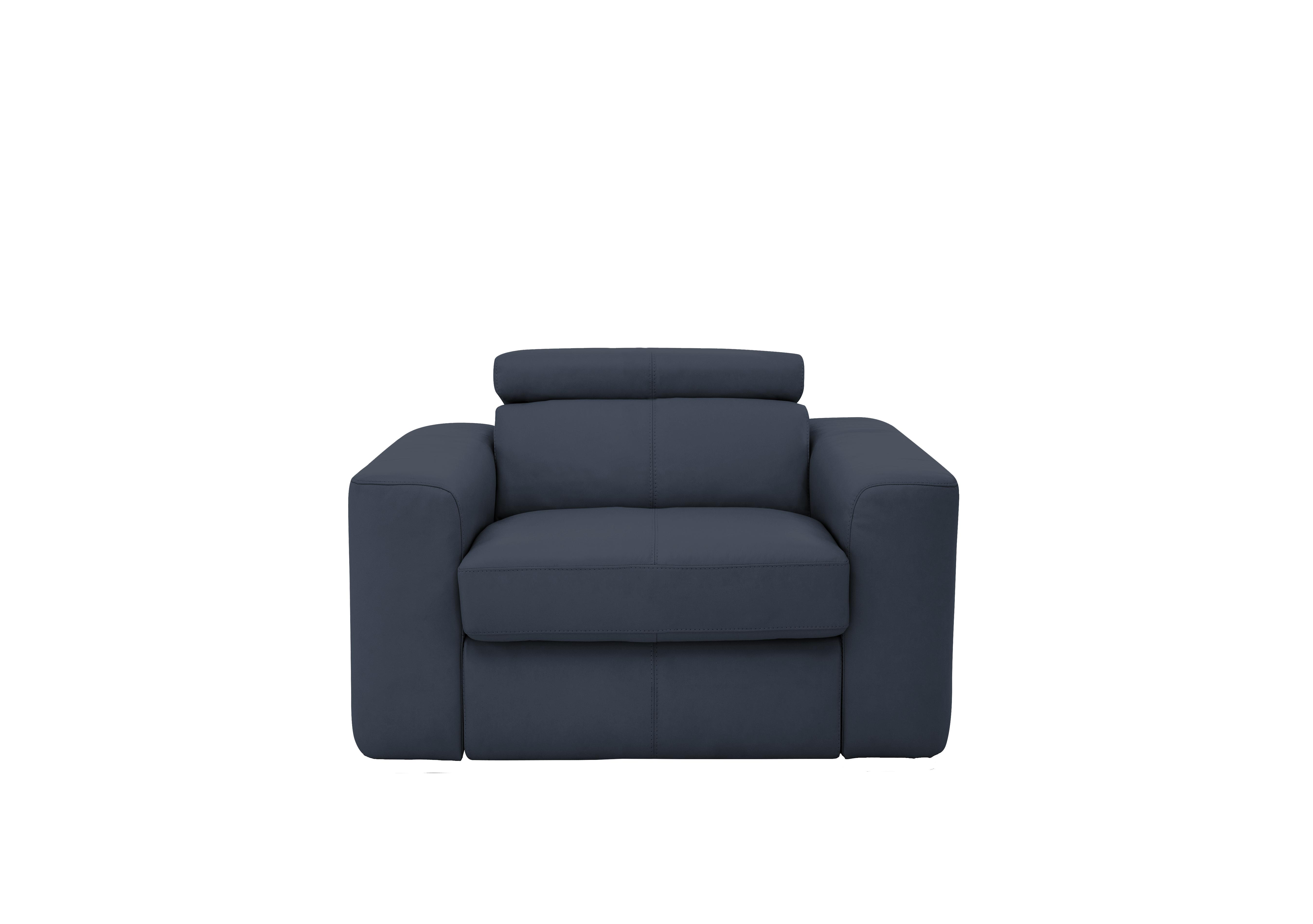 Infinity Leather Armchair in Nc-313e Ocean Blue on Furniture Village
