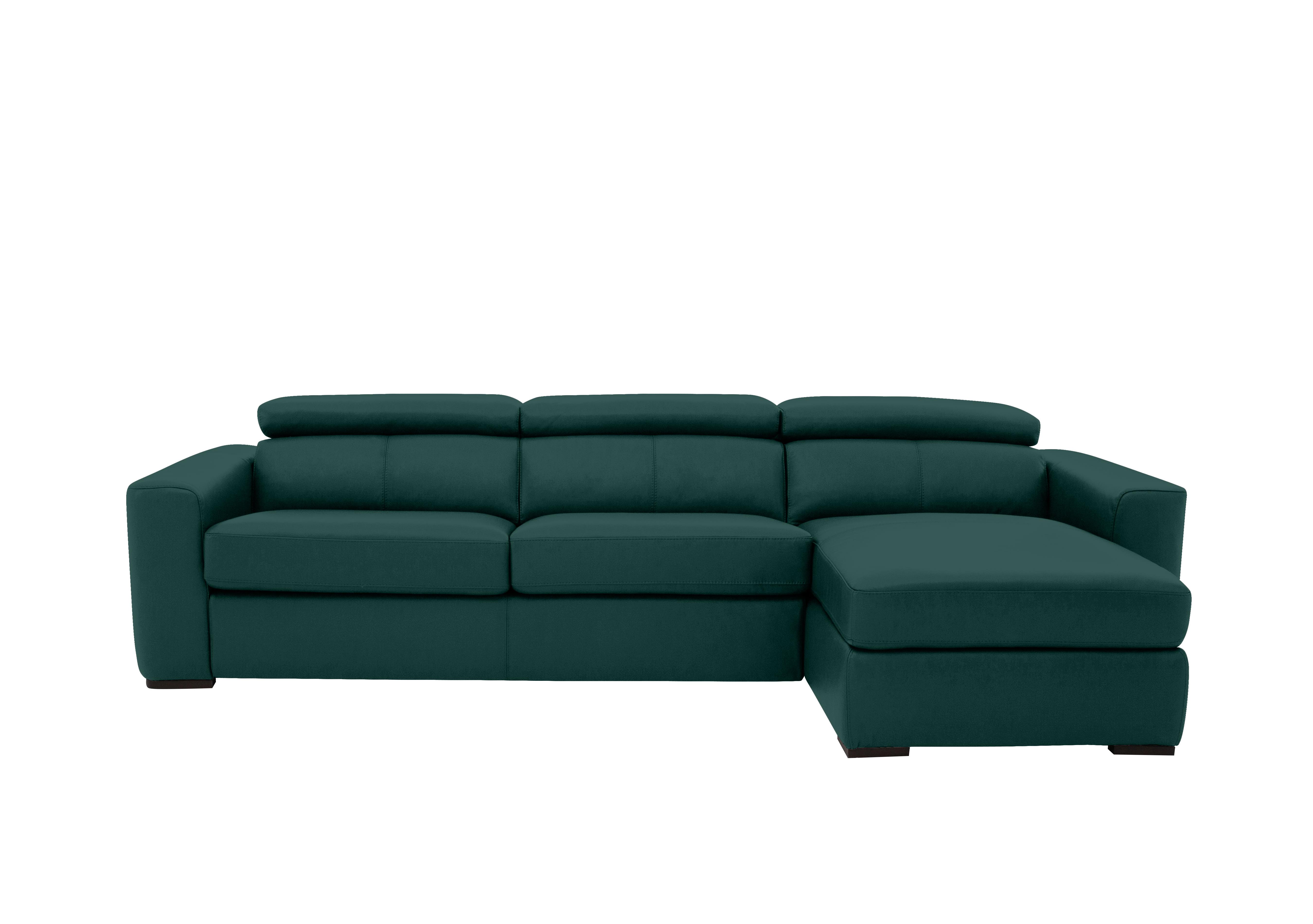Infinity Leather Corner Chaise Sofa with Storage in Bv-301e Lake Green on Furniture Village