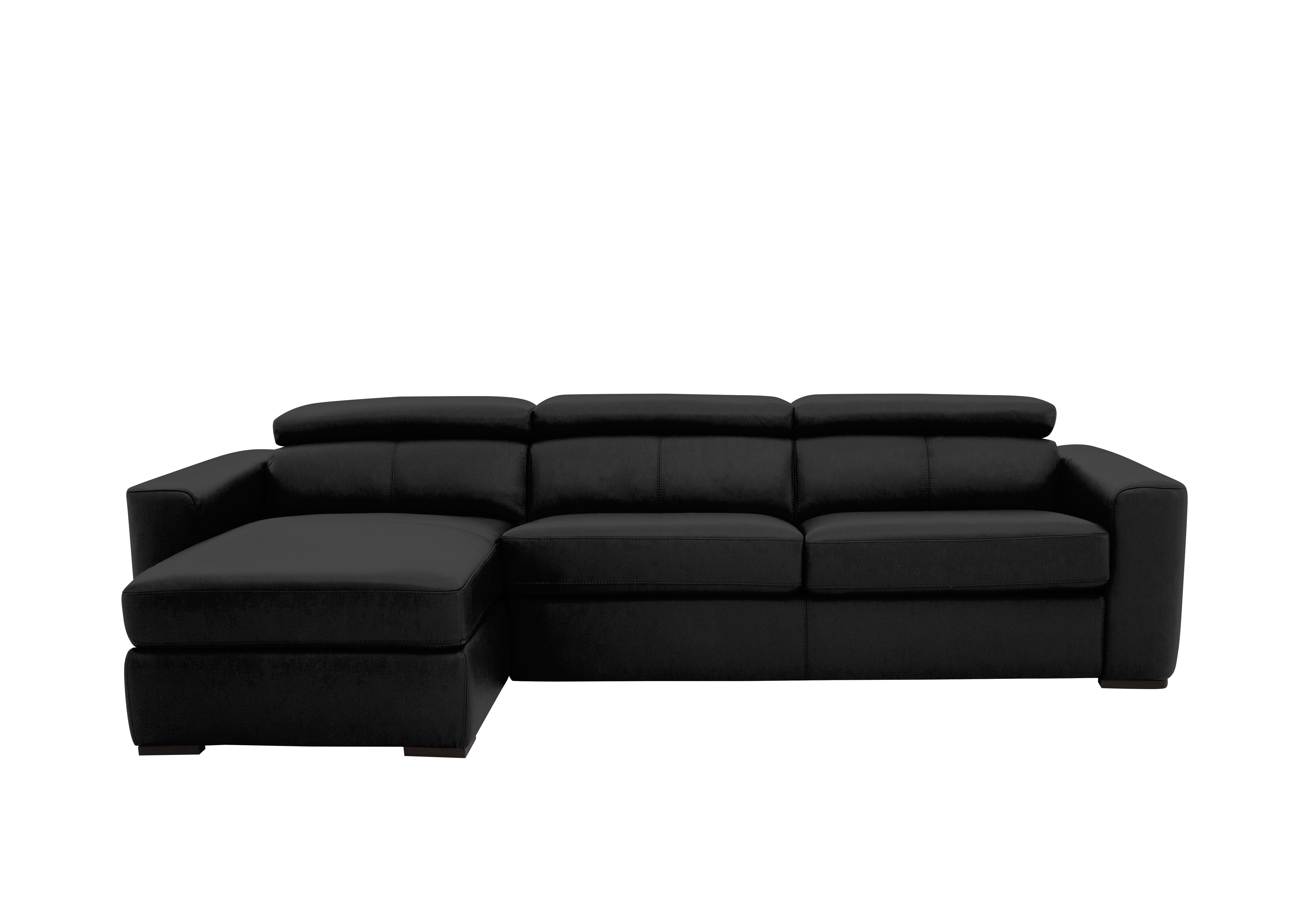 Infinity Leather Corner Chaise Sofa with Storage in Nc-023c Black on Furniture Village