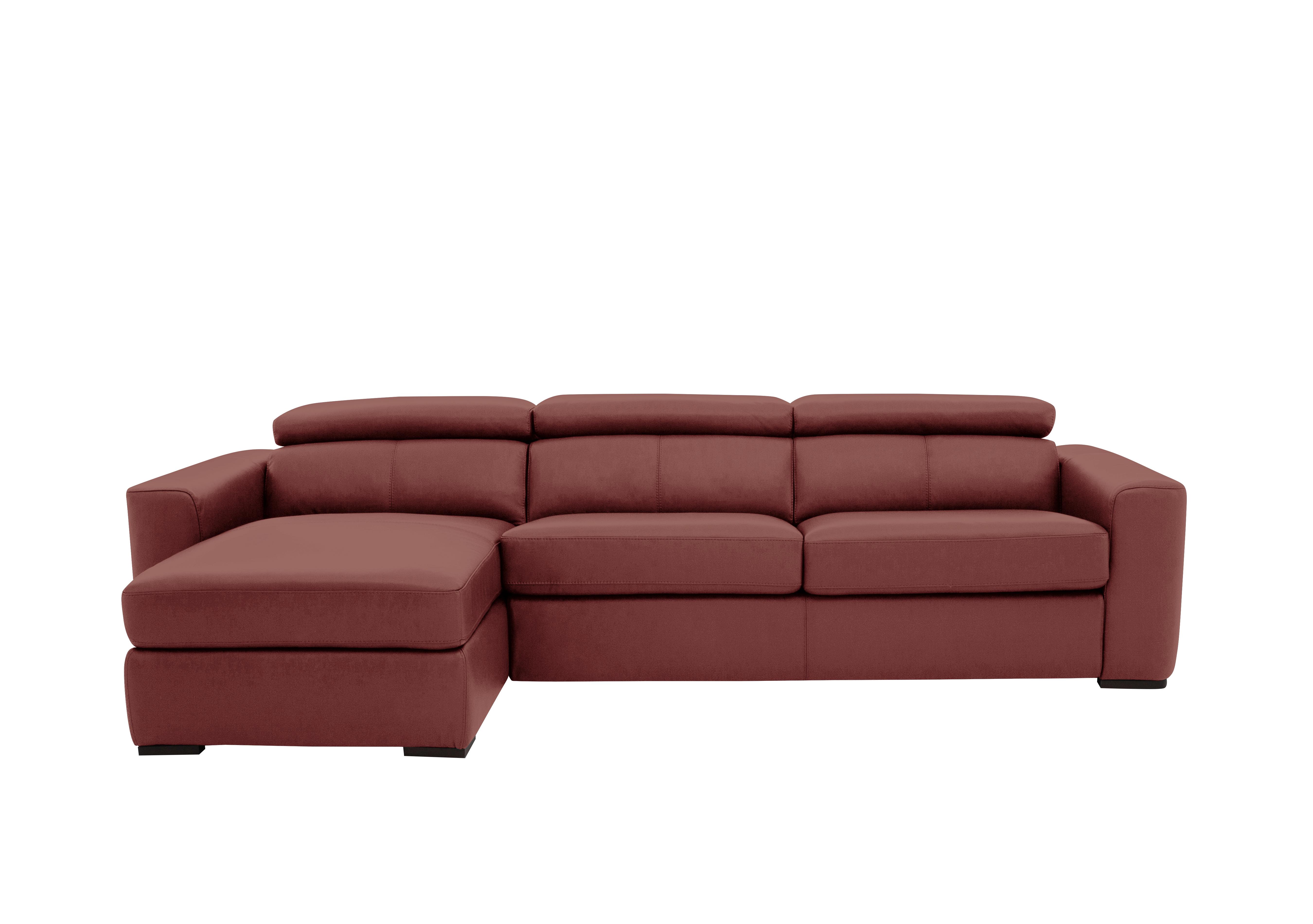 Infinity Leather Corner Chaise Sofa with Storage in Nc-035c Deep Red on Furniture Village