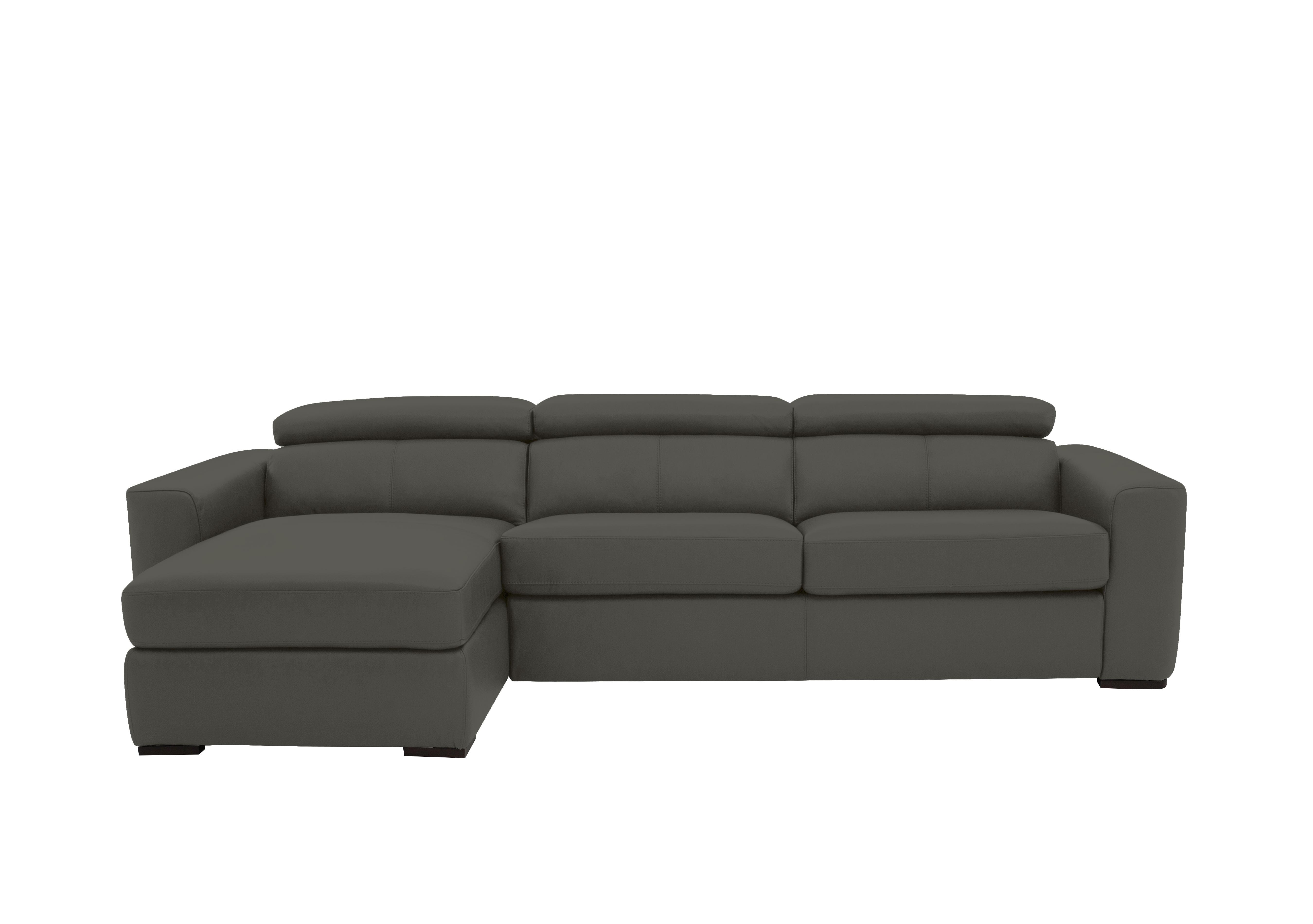 Infinity Leather Corner Chaise Sofa with Storage in Nc-088e Charcoal Grey on Furniture Village