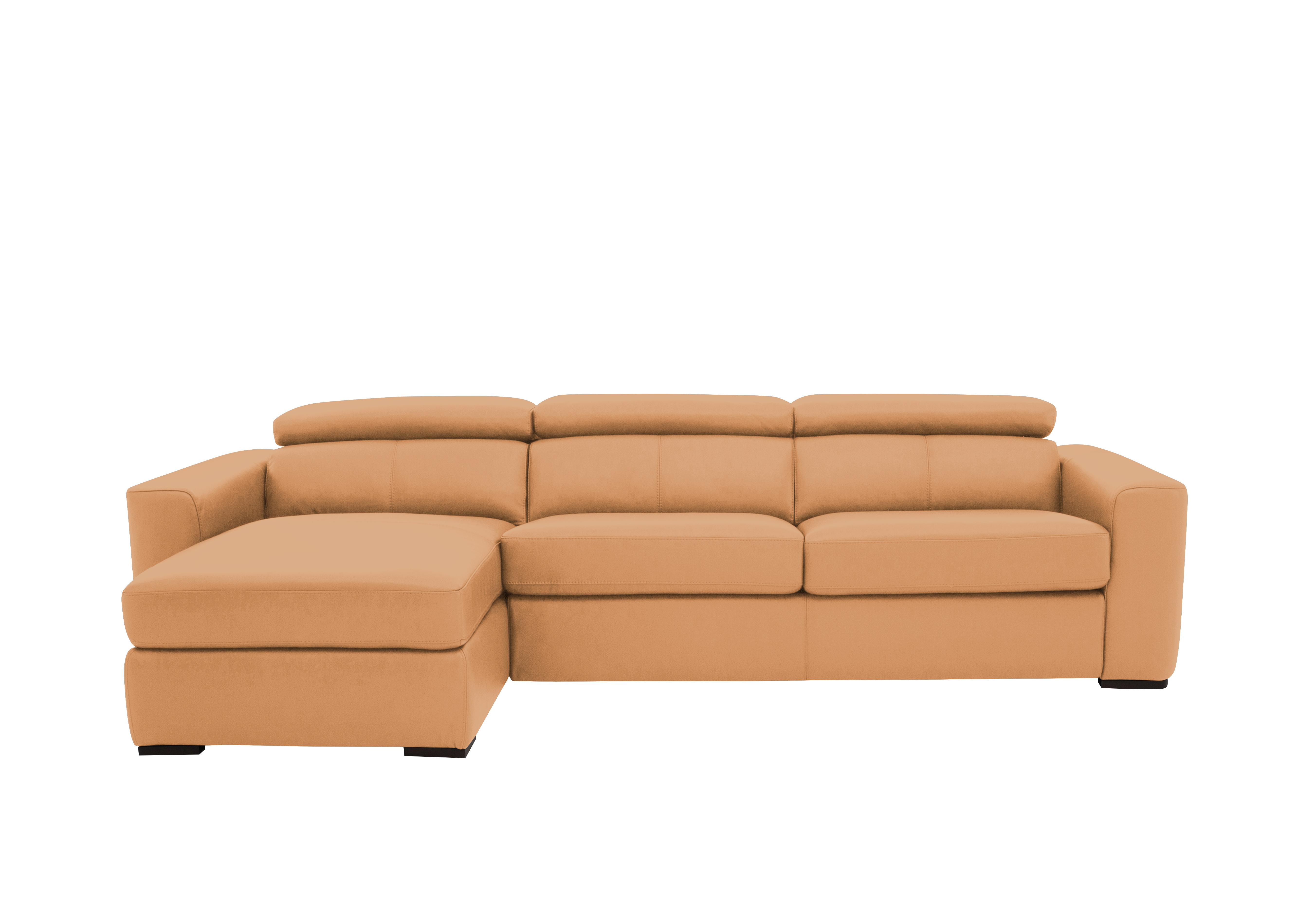 Infinity Leather Corner Chaise Sofa with Storage in Nc-335e Honey Yellow on Furniture Village