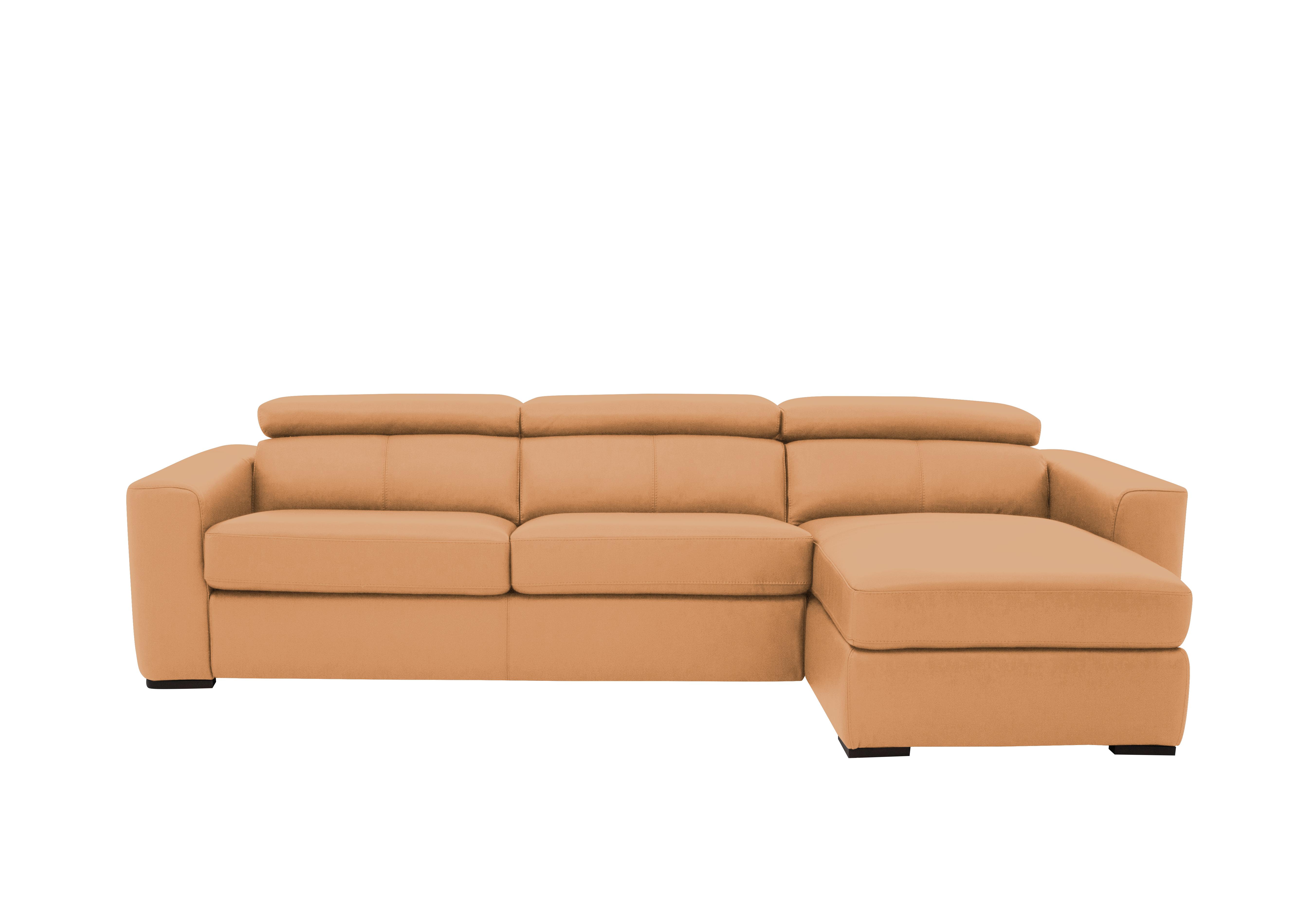 Infinity Leather Corner Chaise Sofa with Storage in Nc-335e Honey Yellow on Furniture Village