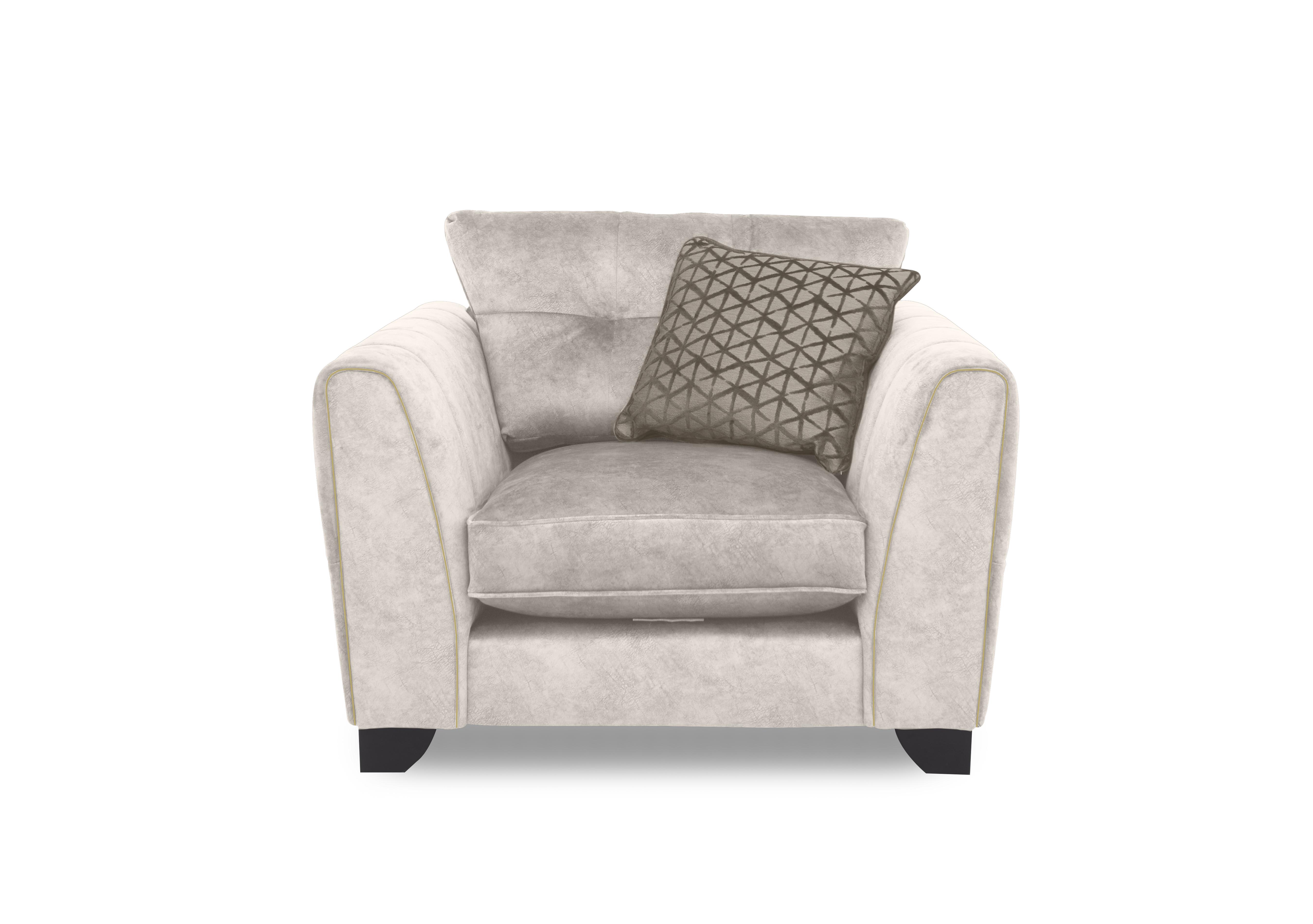 Ariana Fabric Classic Back Armchair in Dapple Cream Brass Insert on Furniture Village
