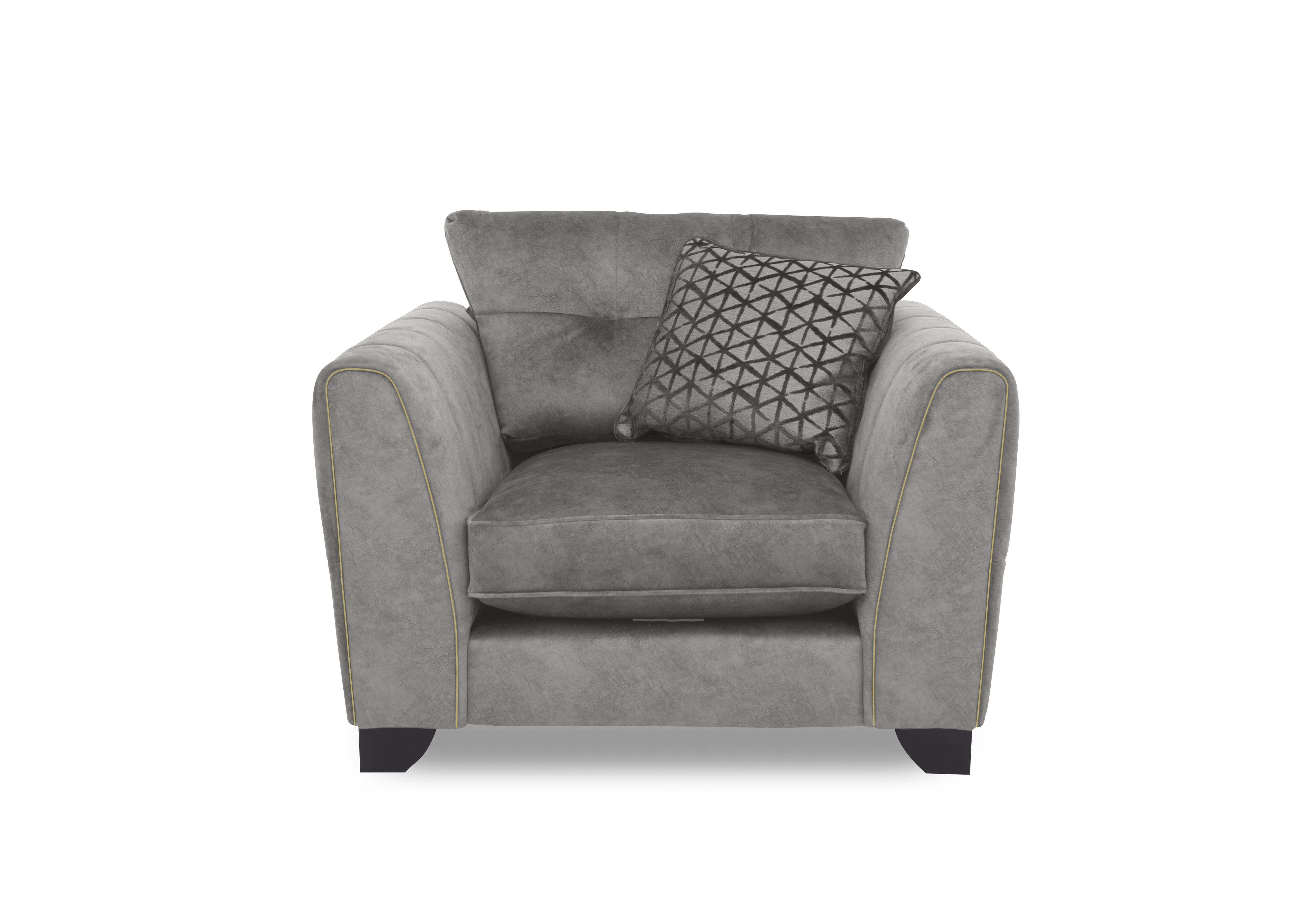 Ariana Fabric Classic Back Armchair in Dapple Silver Brass Insert on Furniture Village