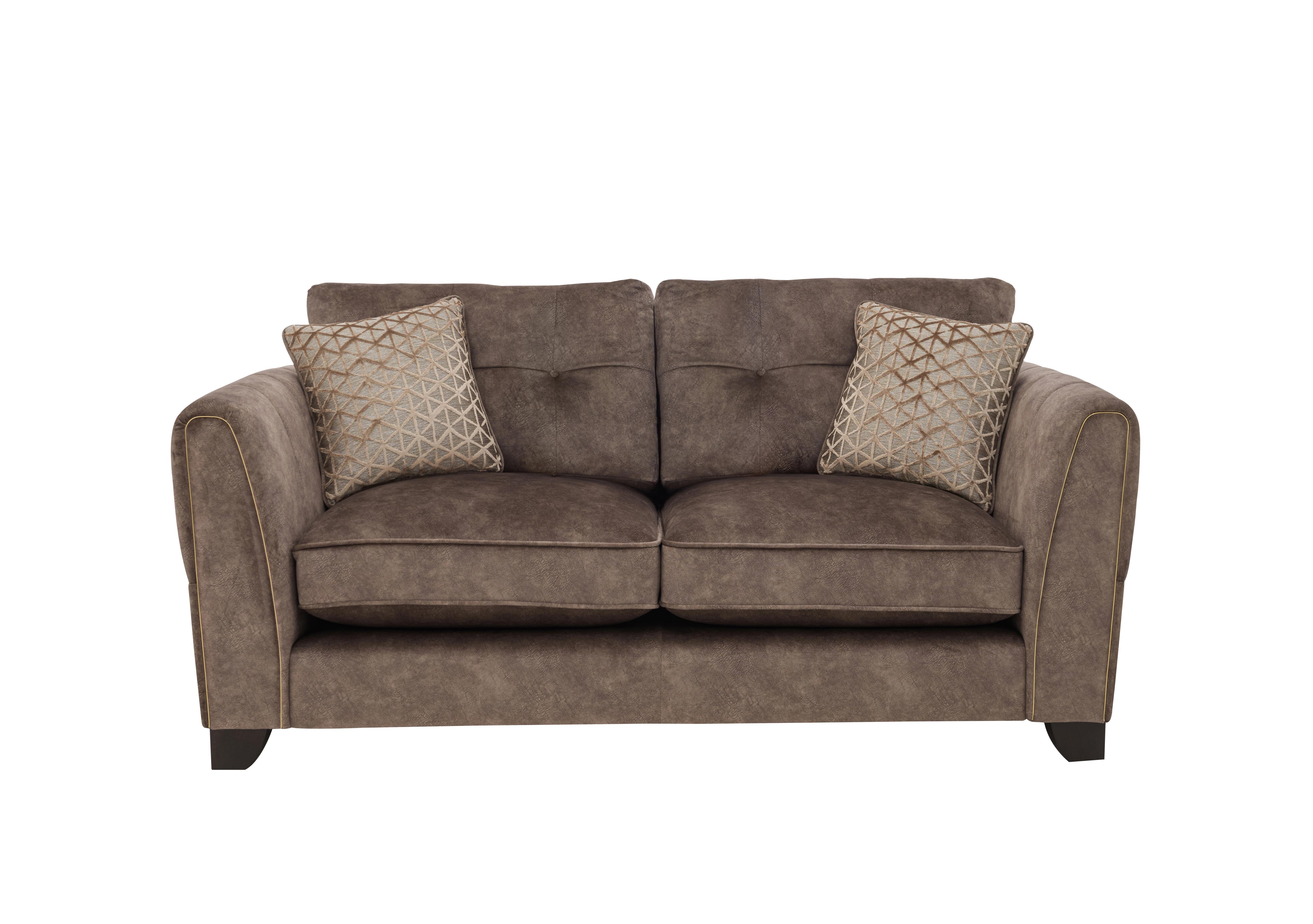 Ariana 2 Seater Fabric Classic Back Sofa in Dapple Chocolate Brass Insert on Furniture Village