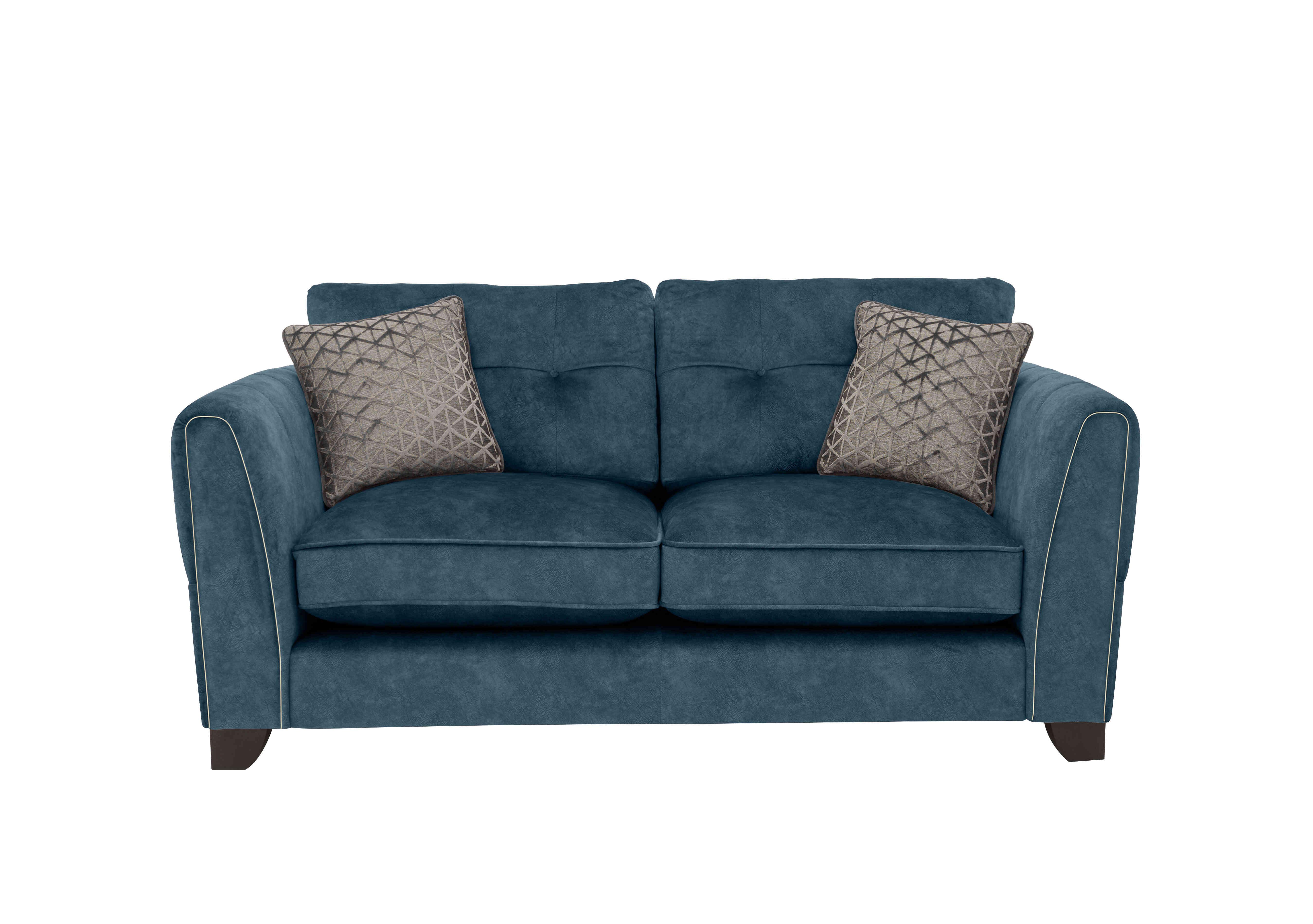 Ariana 2 Seater Fabric Classic Back Sofa in Dapple Ocean Brass Insert on Furniture Village