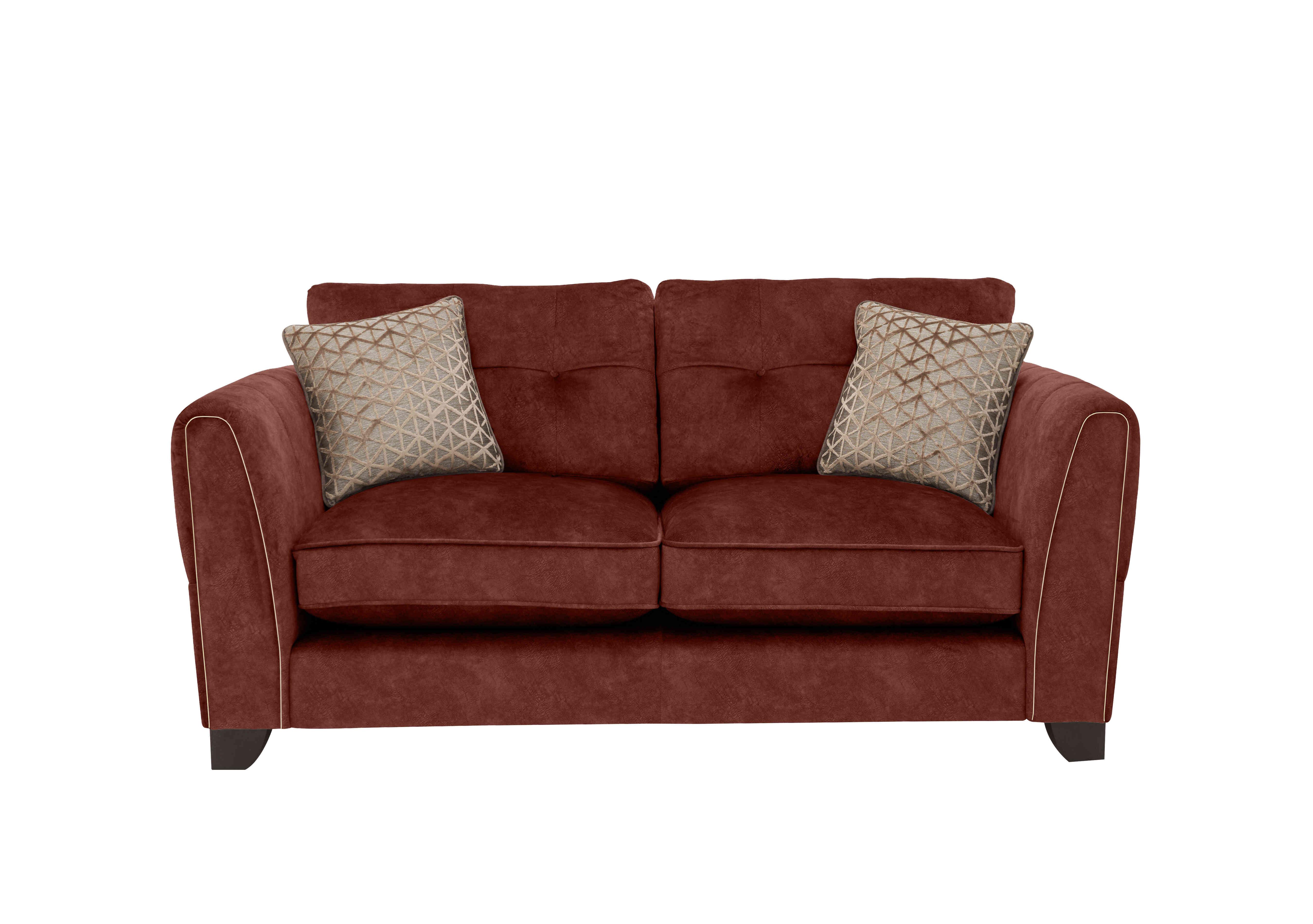 Ariana 2 Seater Fabric Classic Back Sofa in Dapple Oxblood Brass Insert on Furniture Village