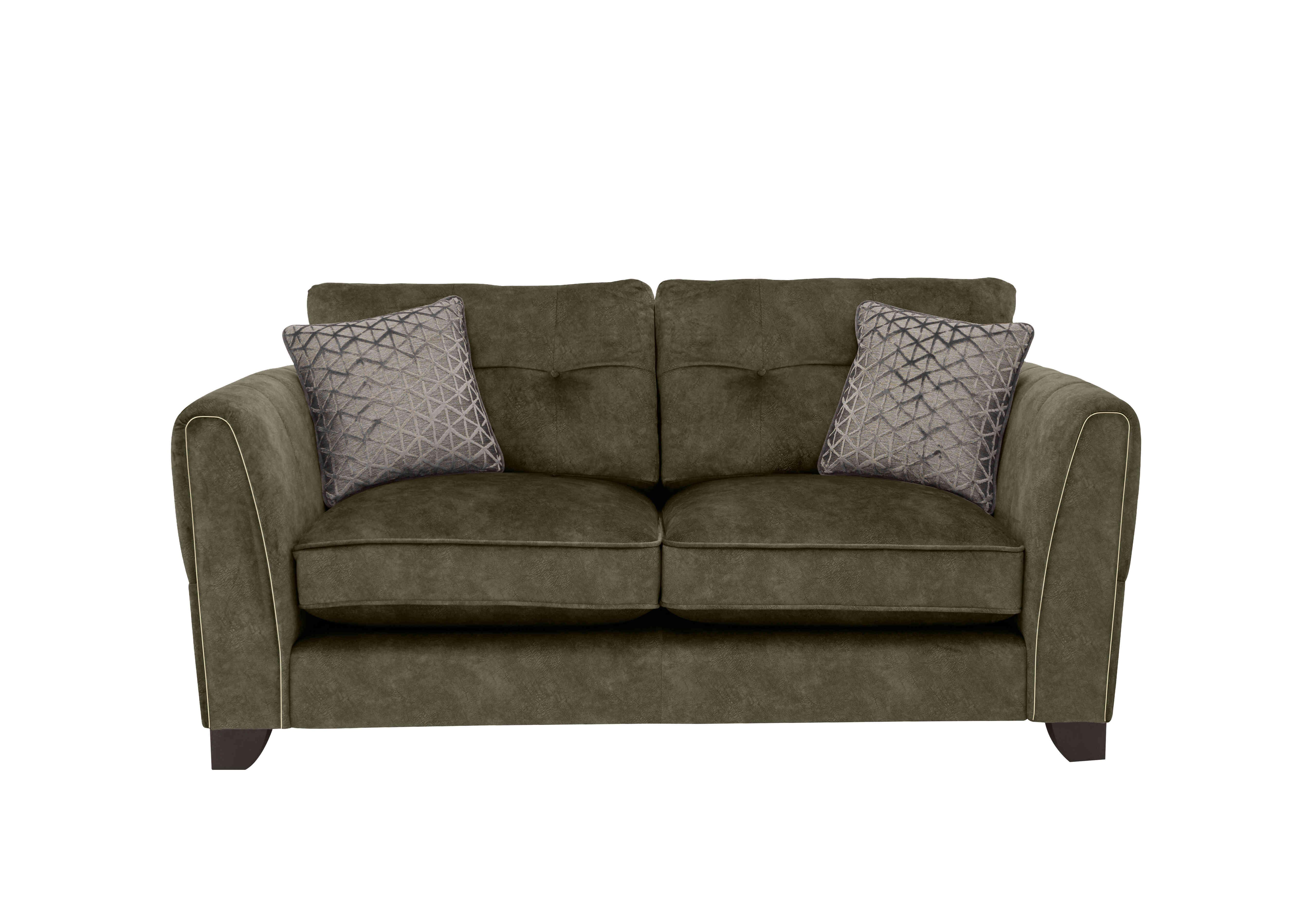 Ariana 2 Seater Fabric Classic Back Sofa in Dapple Sage Brass Insert on Furniture Village
