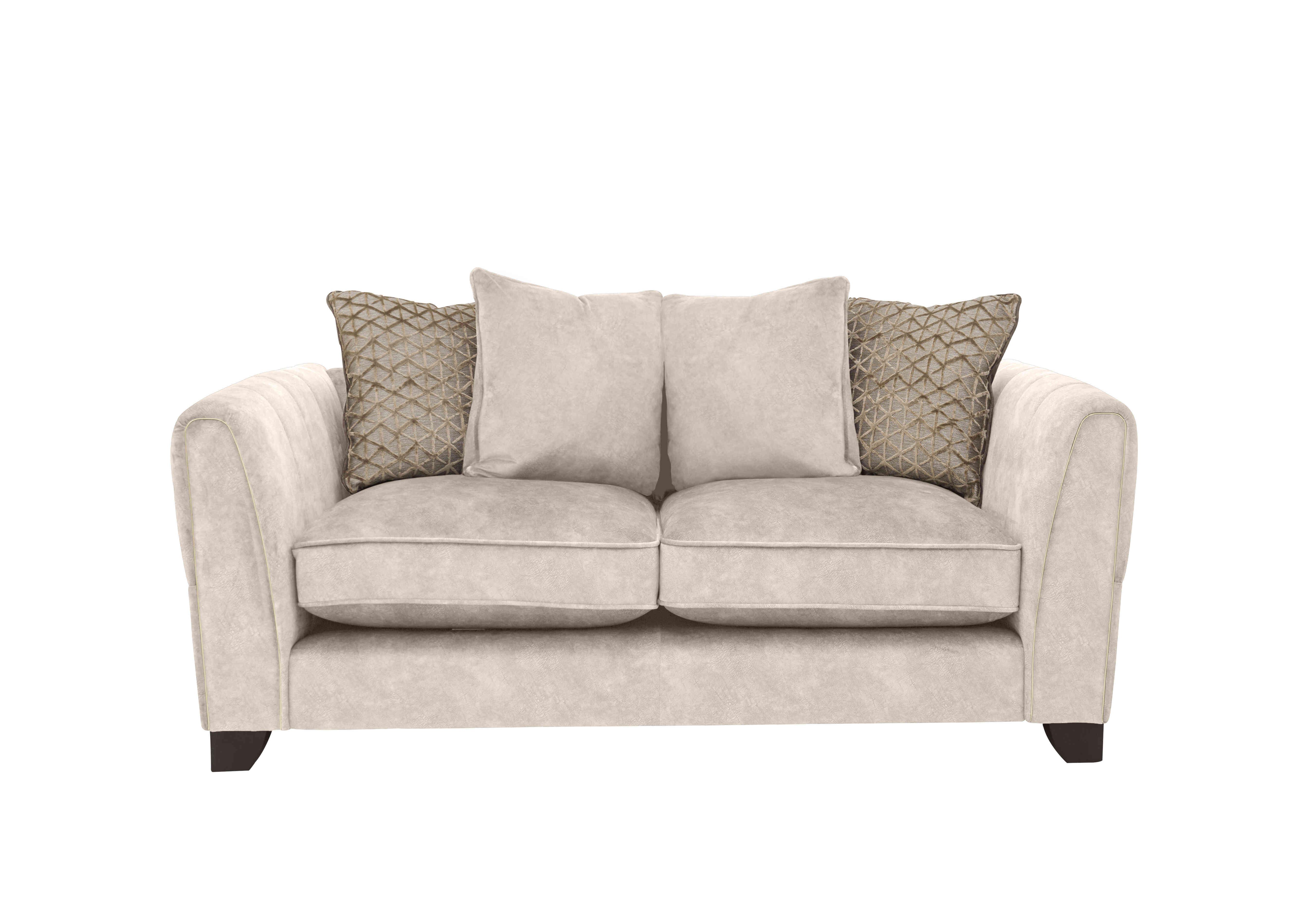 Ariana 2 Seater Fabric Pillow Back Sofa in Dapple Cream Brass Insert on Furniture Village