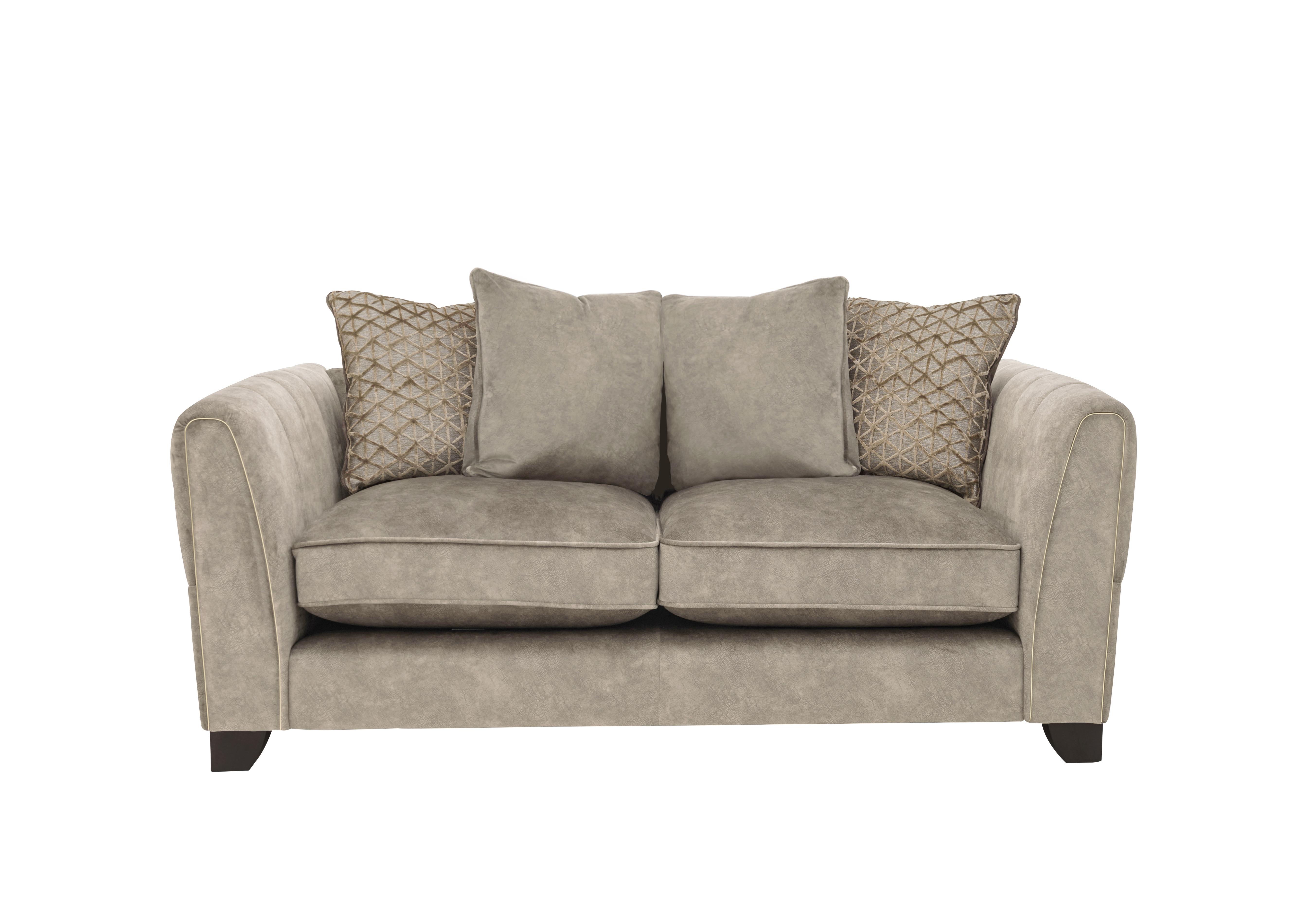 Ariana 2 Seater Fabric Pillow Back Sofa in Dapple Oyster Brass Insert on Furniture Village