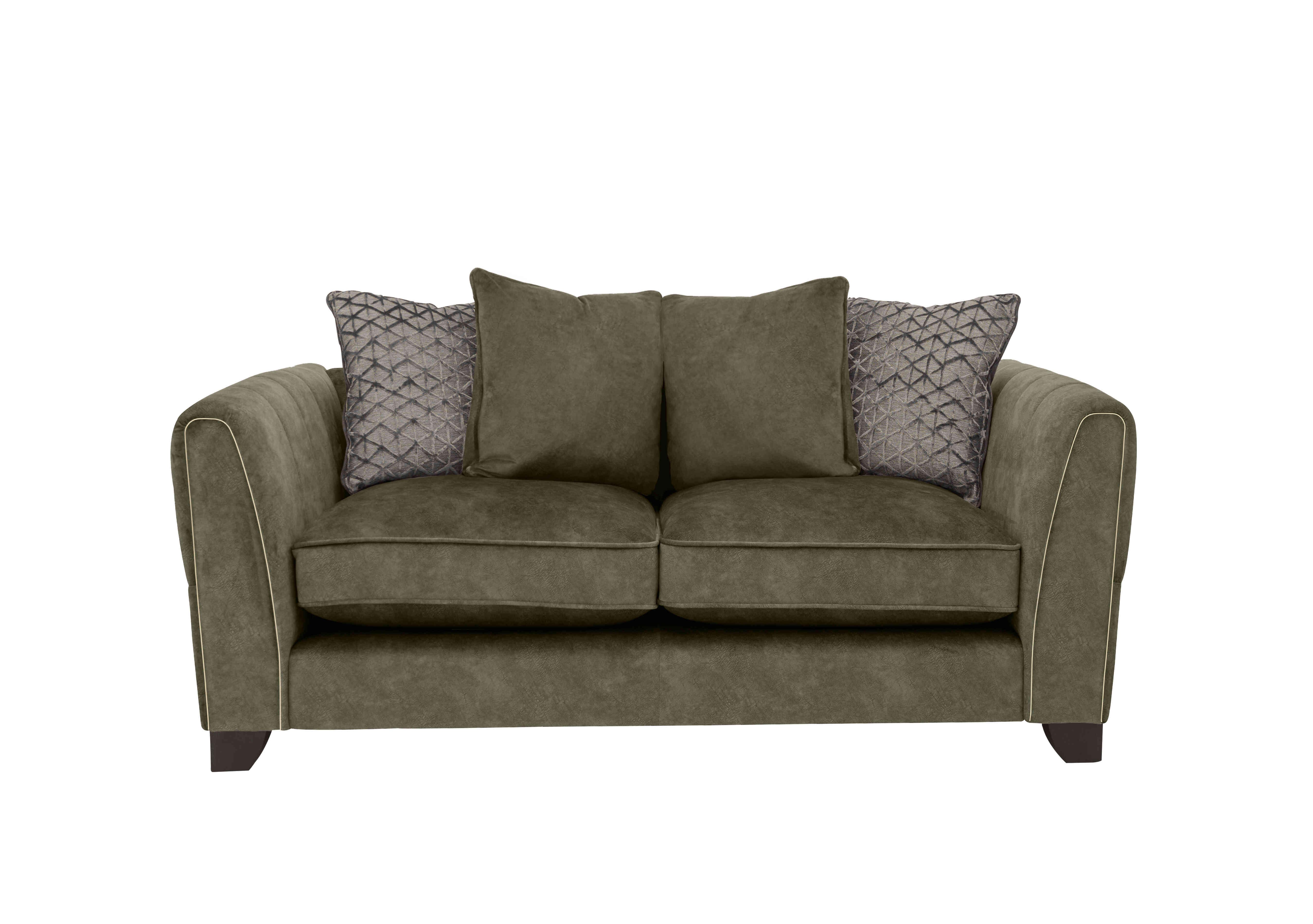 Ariana 2 Seater Fabric Pillow Back Sofa in Dapple Sage Brass Insert on Furniture Village