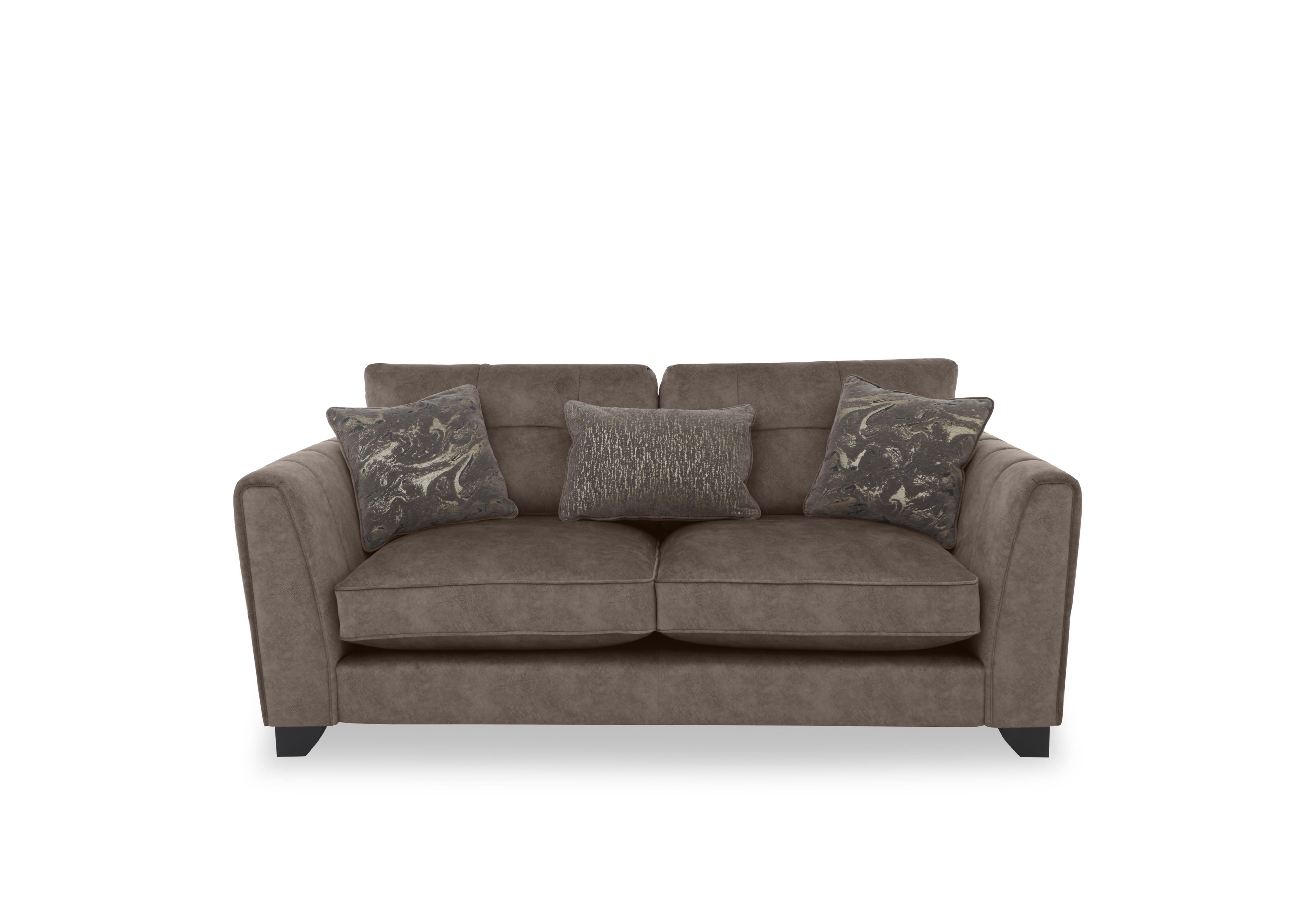 Ariana 3 Seater Fabric Classic Back Sofa in Chocolate Portoro No Trim on Furniture Village