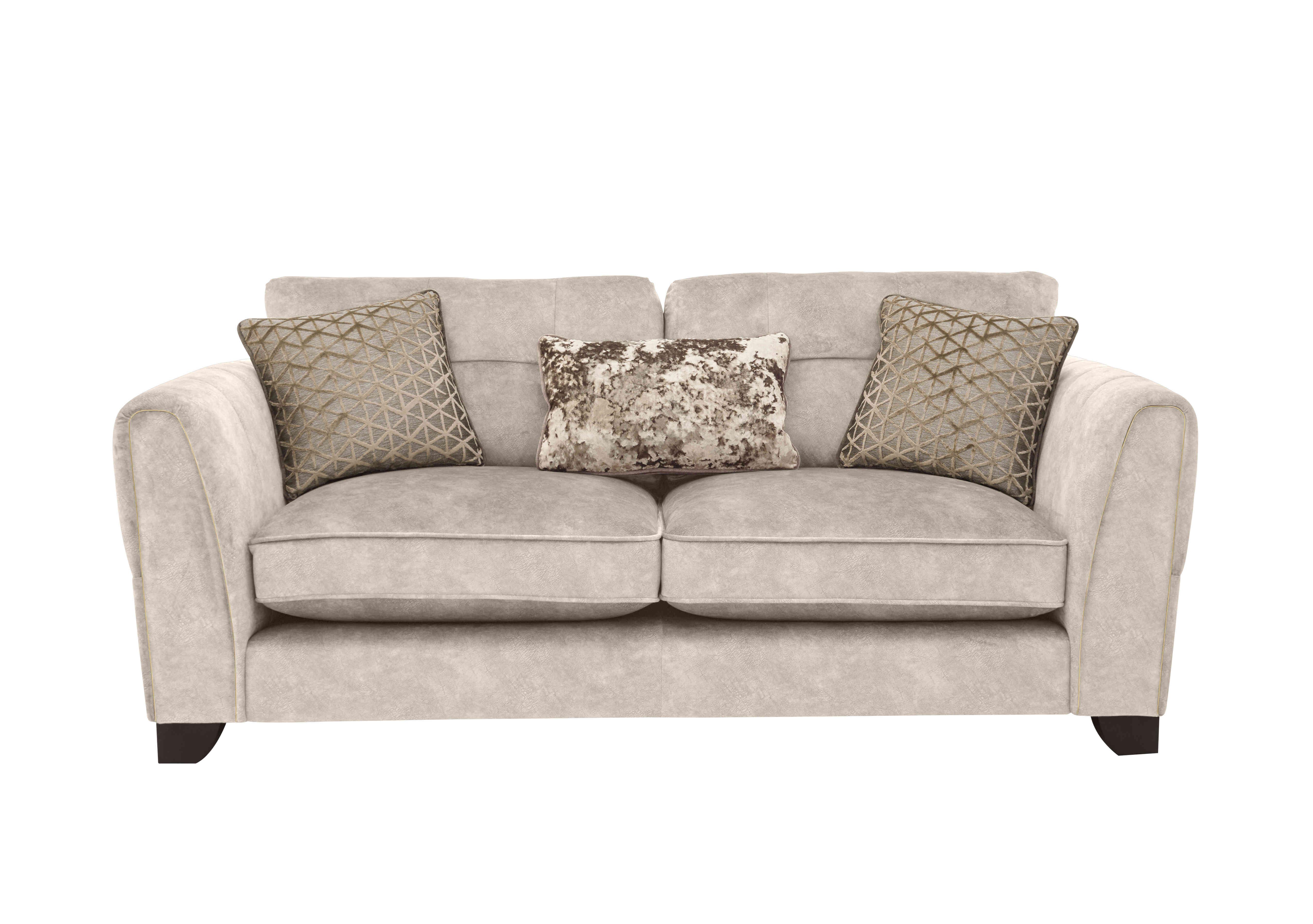 Ariana 3 Seater Fabric Classic Back Sofa in Dapple Cream Brass Insert on Furniture Village