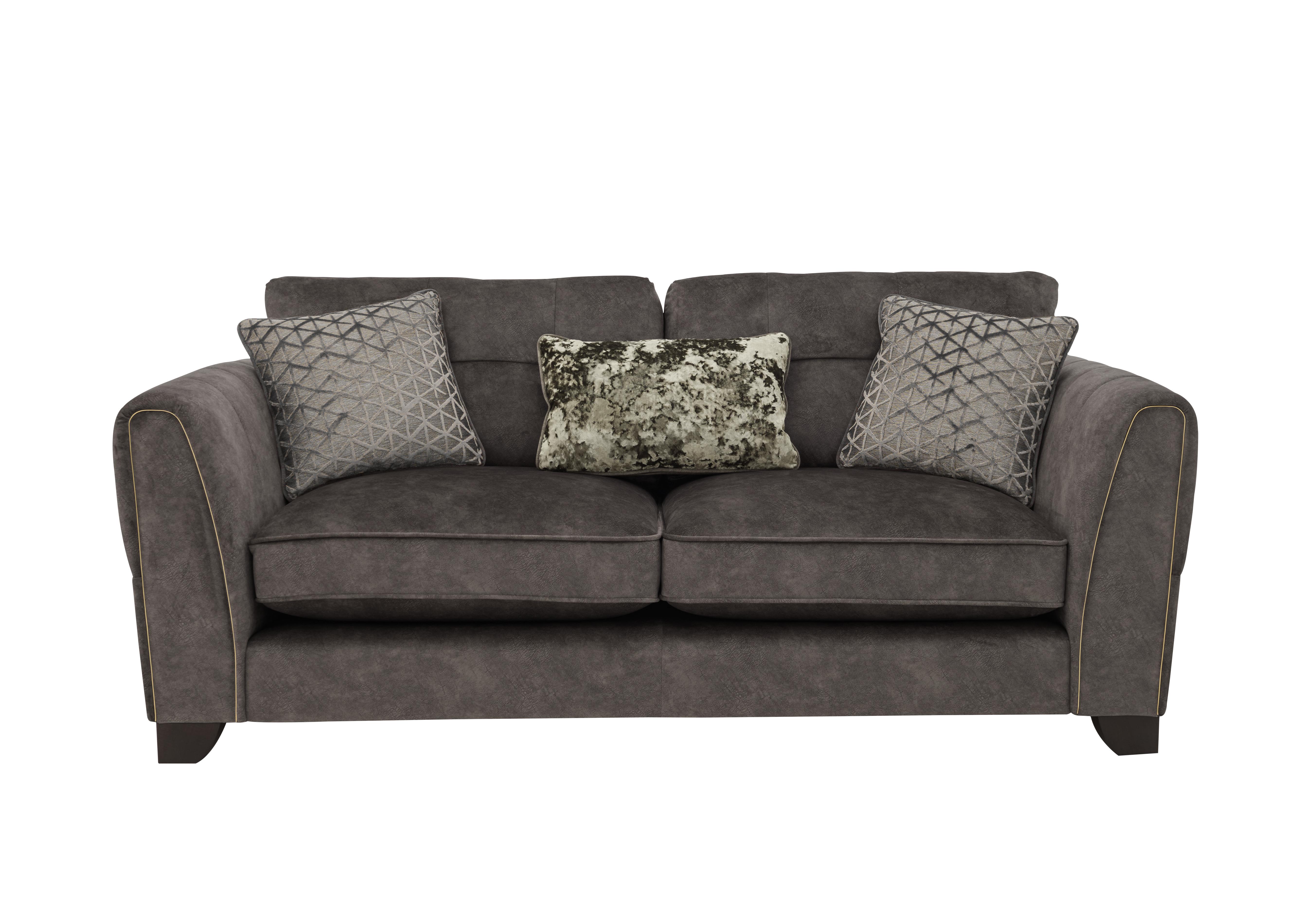 Ariana 3 Seater Fabric Classic Back Sofa in Dapple Mink Brass Insert on Furniture Village
